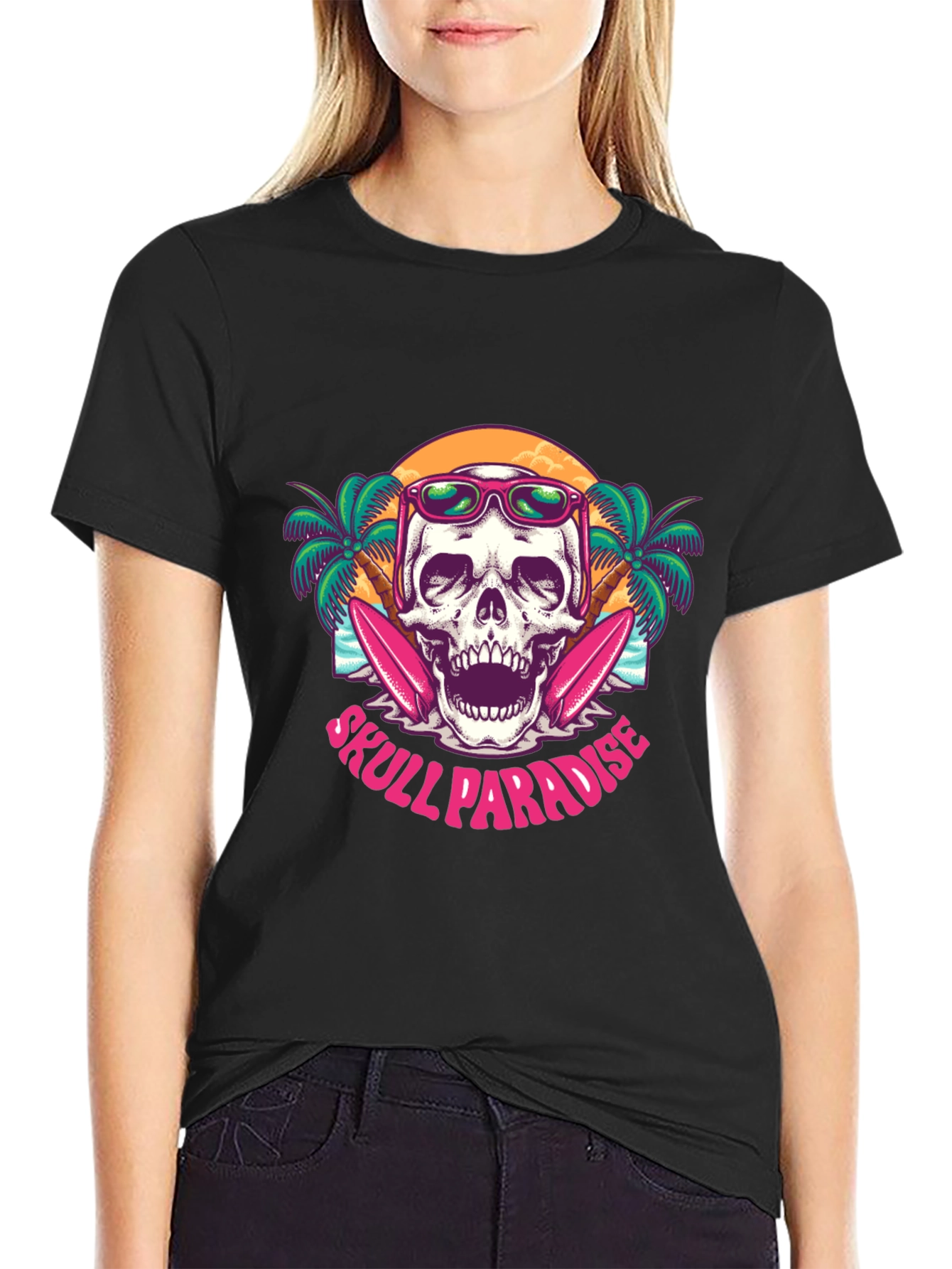 Black Skull Paradise T-Shirt - Beach Vibes view 2