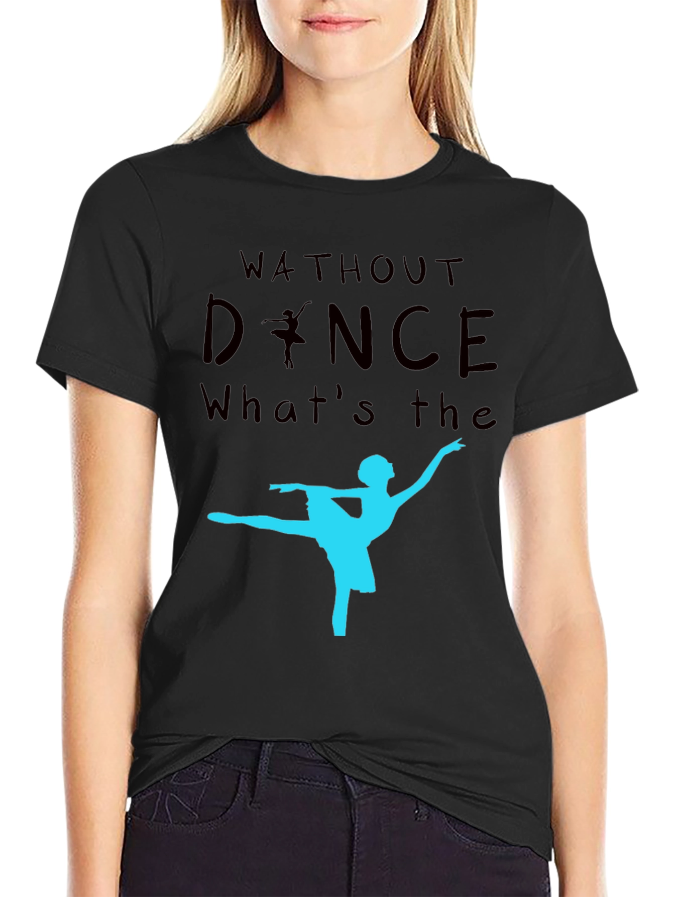 Black Dance Silhouette Black Graphic T-Shirt view 2