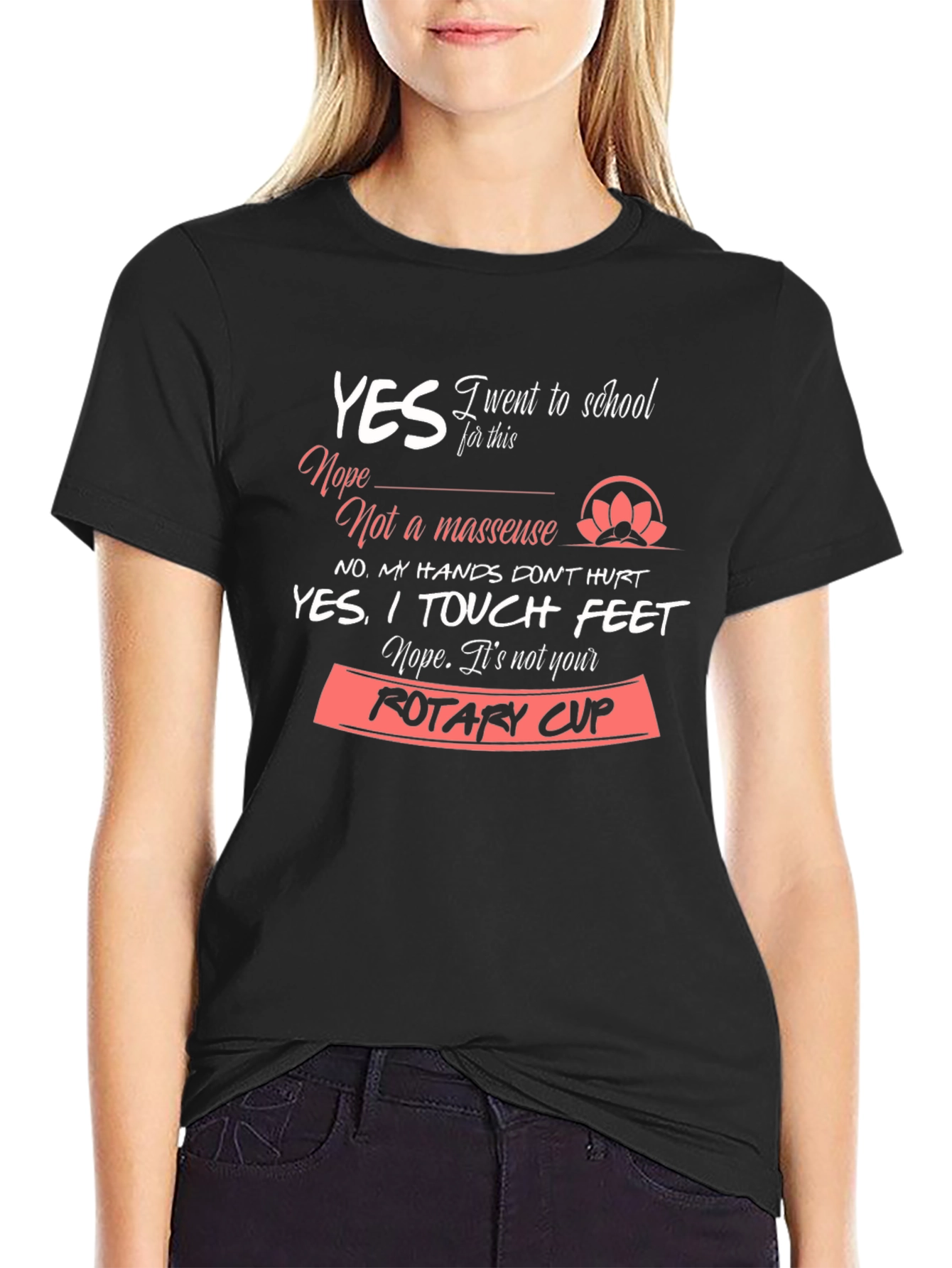 Black Funny Massage Therapist T-Shirt - Rotary Cup view 2