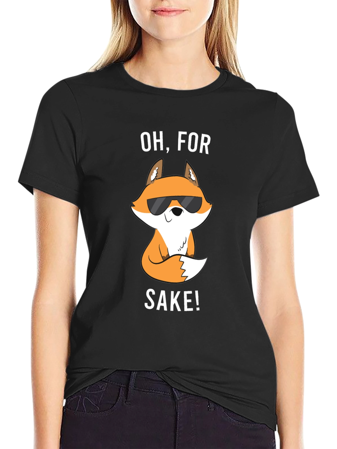Black Funny Fox T-Shirt - Oh, For Fox Sake! view 2