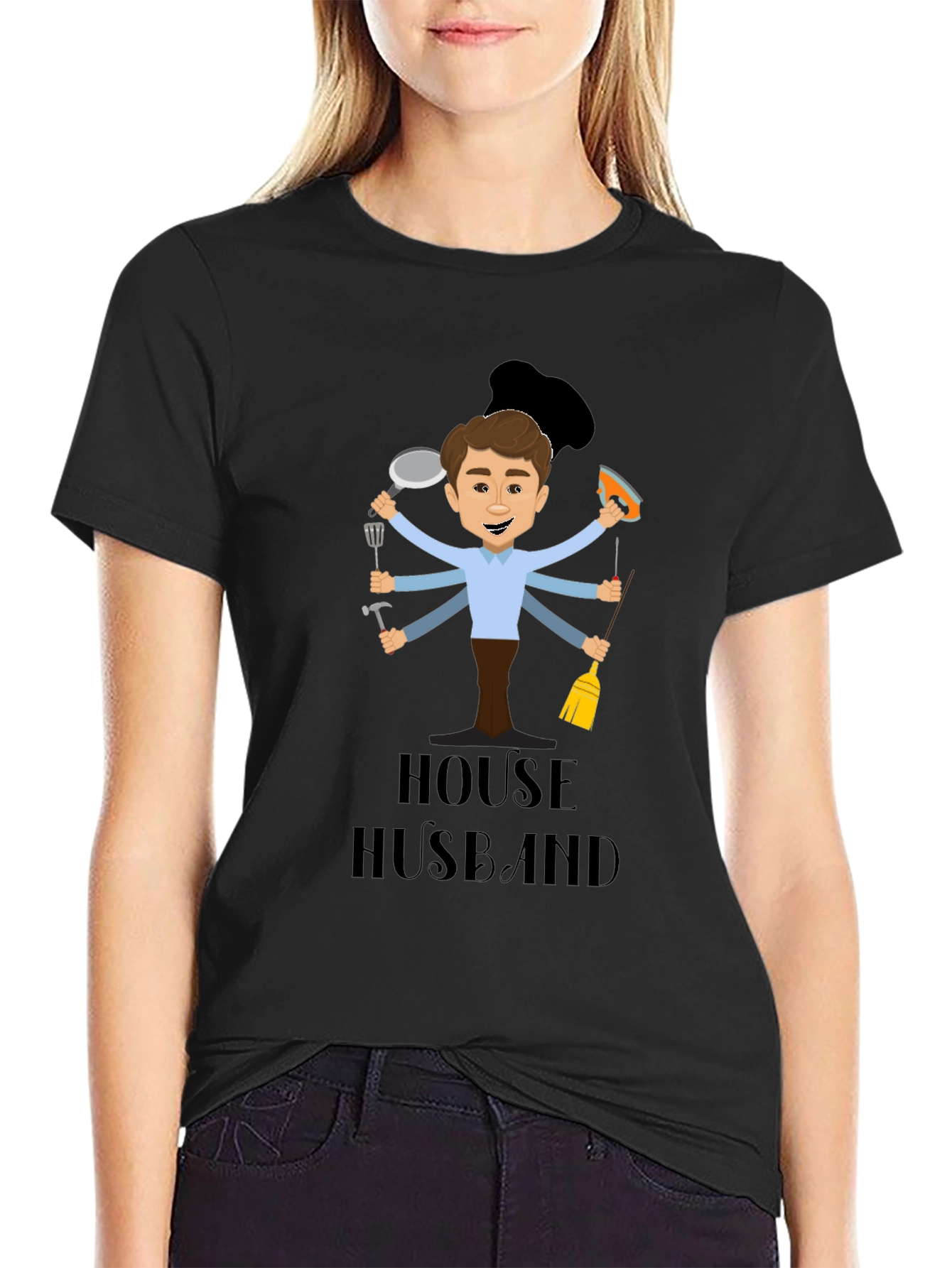 Black House Husband Graphic Tee - Multi-Tasking Dad view 2