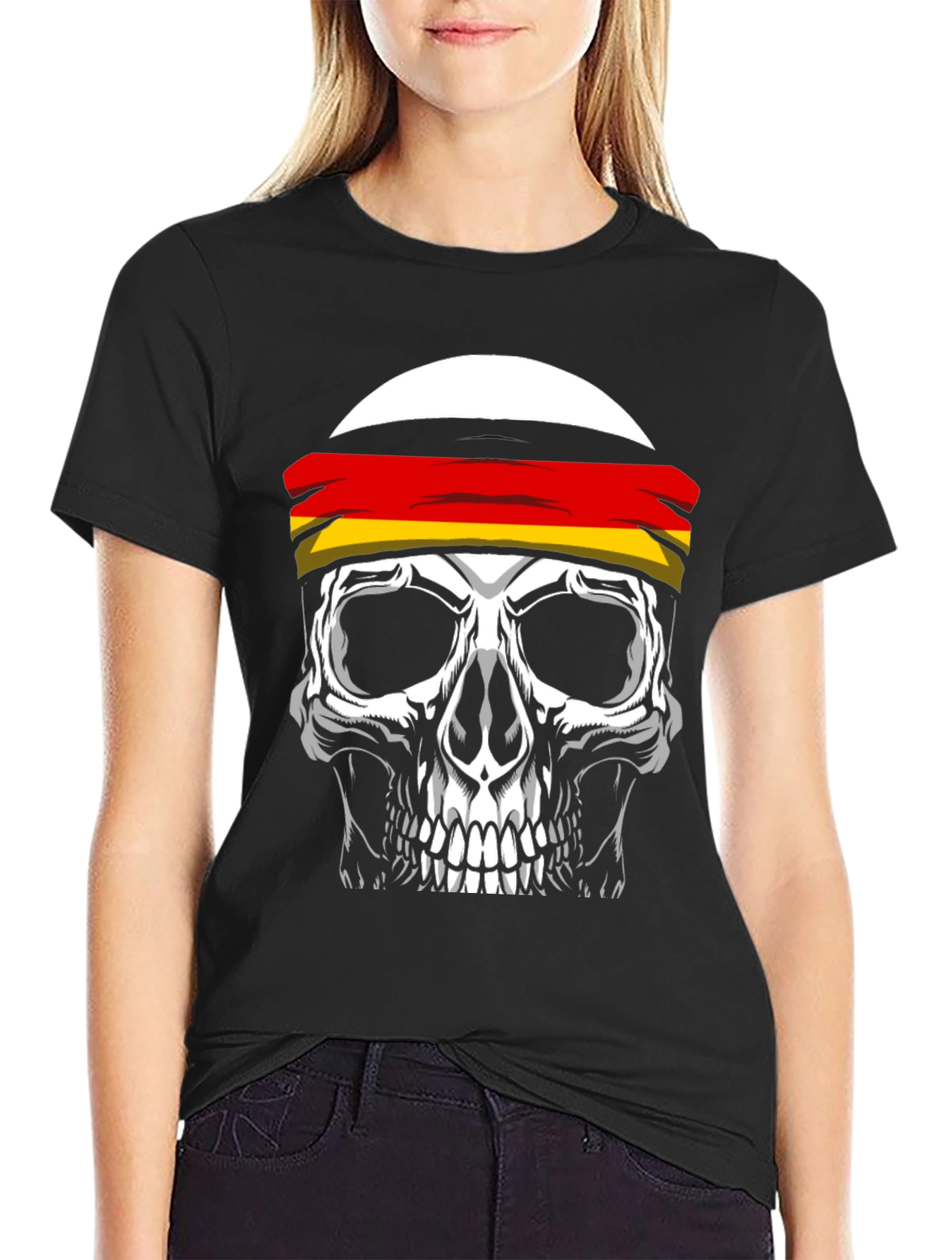 Skull with German Flag Headband Graphic Tee - 2