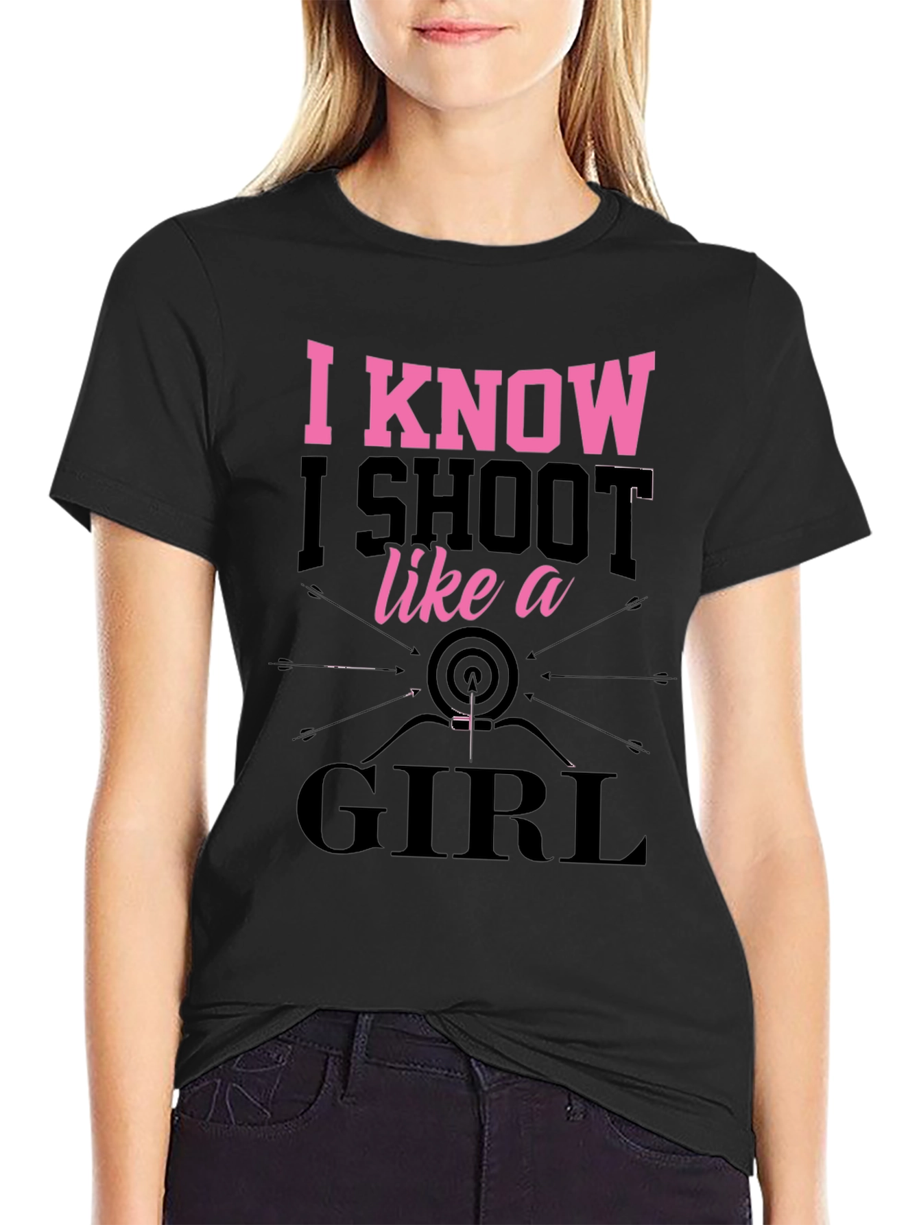 Black I Know I Shoot Like a Girl T-Shirt view 2