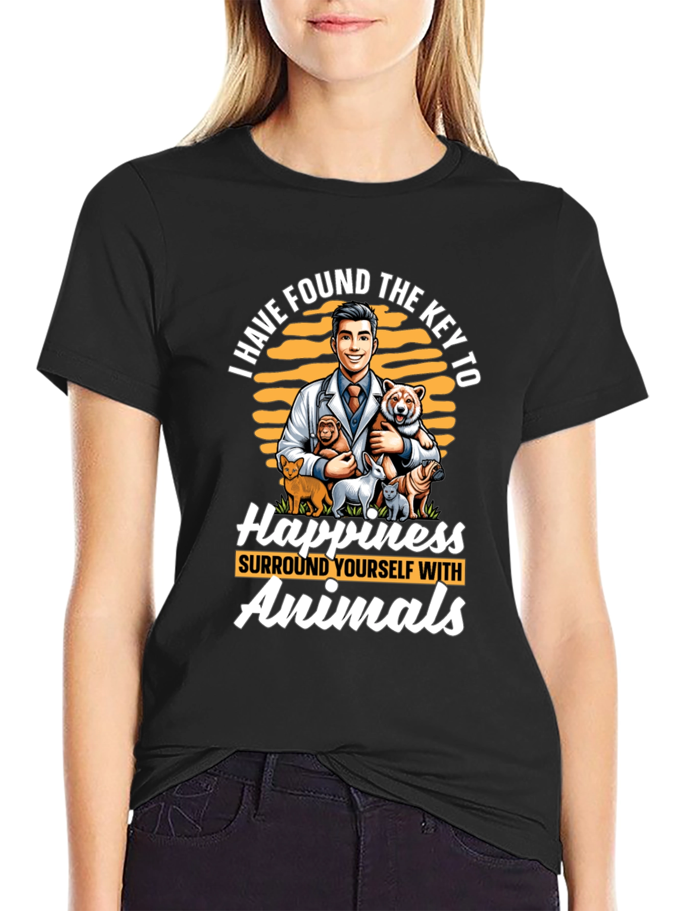 Black Vet & Animal Lover Graphic T-Shirt view 2