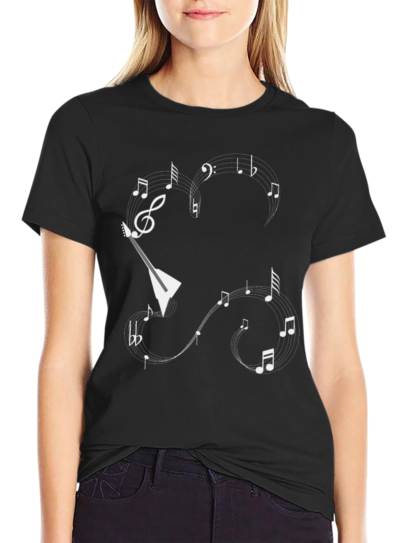 Black Musical T-Shirt: Balalaika and Notes view 2