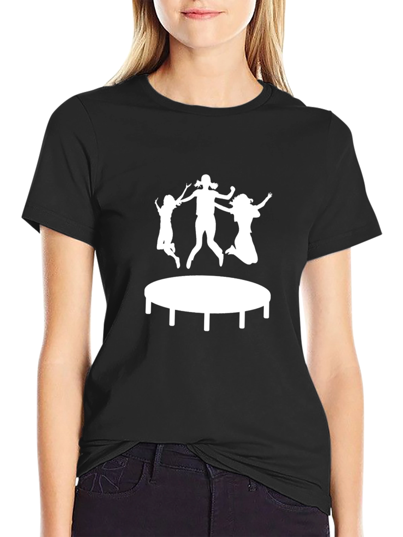 Black Trampoline Fun T-Shirt - Black Cotton Tee view 2