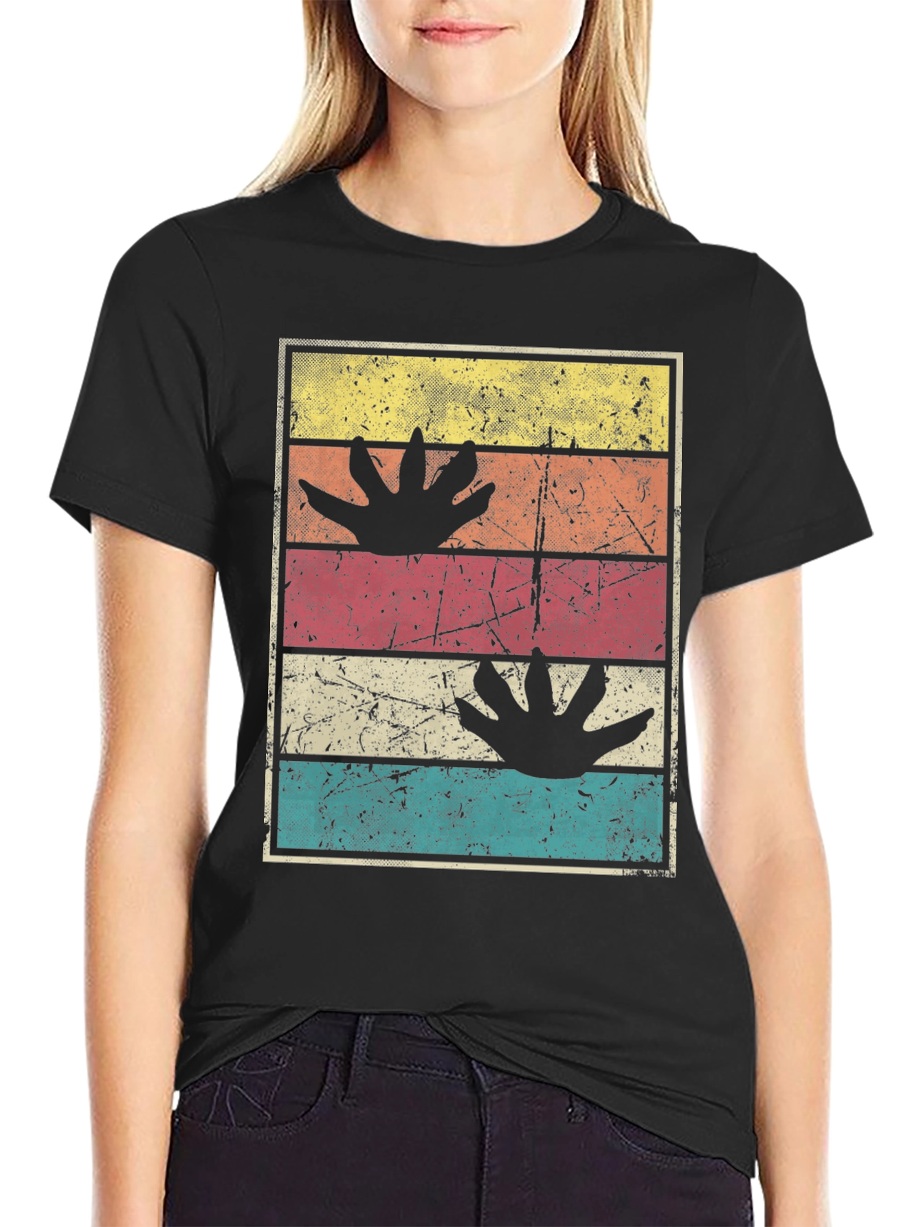 Retro Dinosaur Paw Print T-Shirt - 2