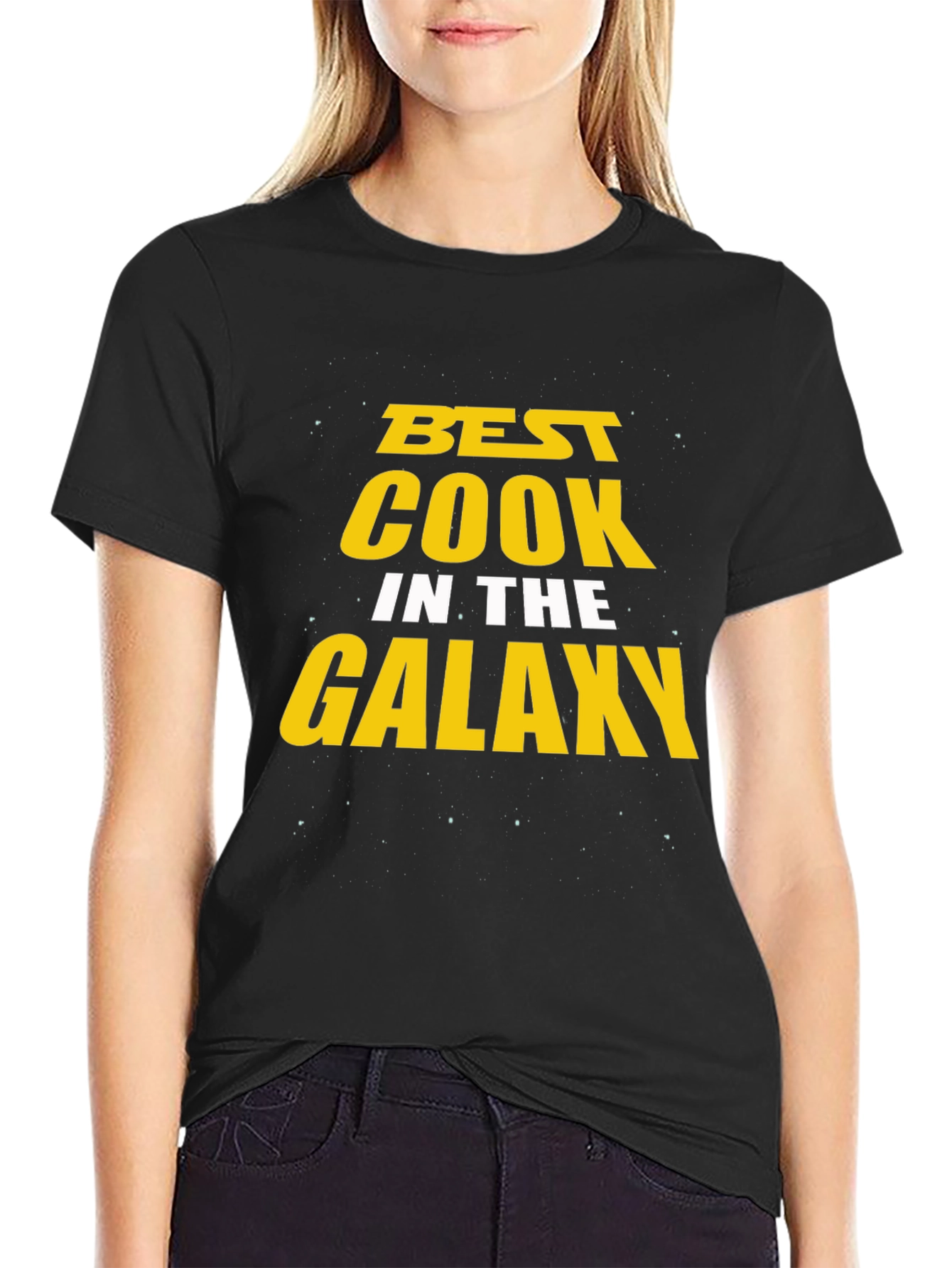 Black Best Cook in the Galaxy Graphic T-Shirt view 2
