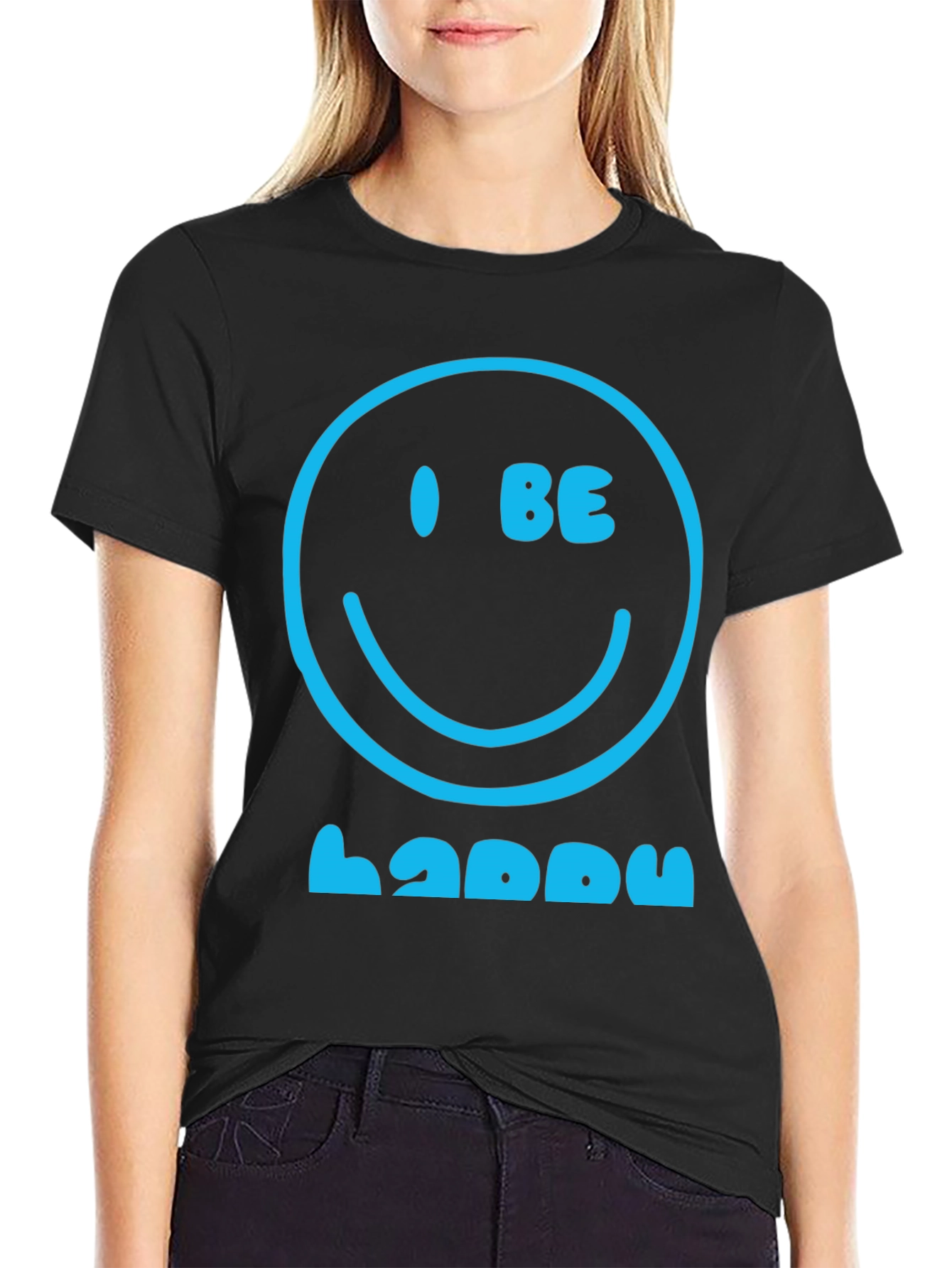 Black I Be Happy Graphic Tee - Positive Vibes T-Shirt view 2