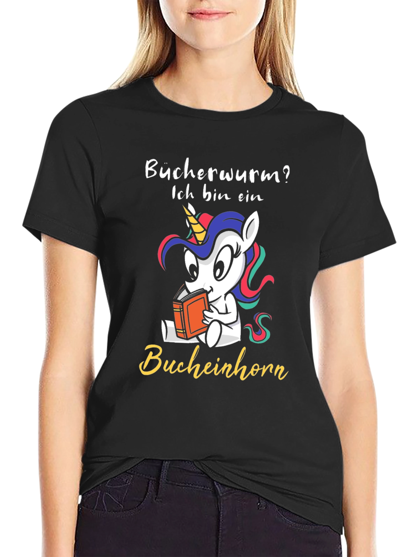 Black Bookworm Unicorn T-Shirt - Funny Reader Tee view 2