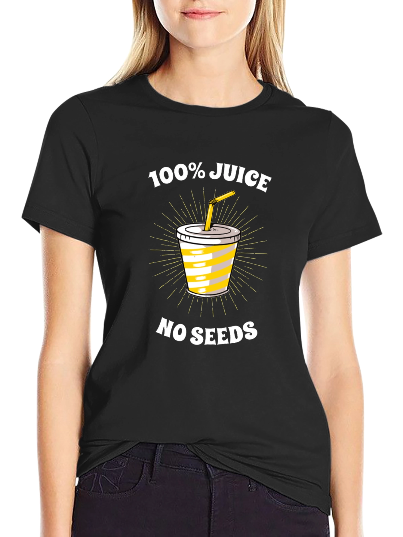 Black 100% Juice No Seeds Graphic Tee view 2