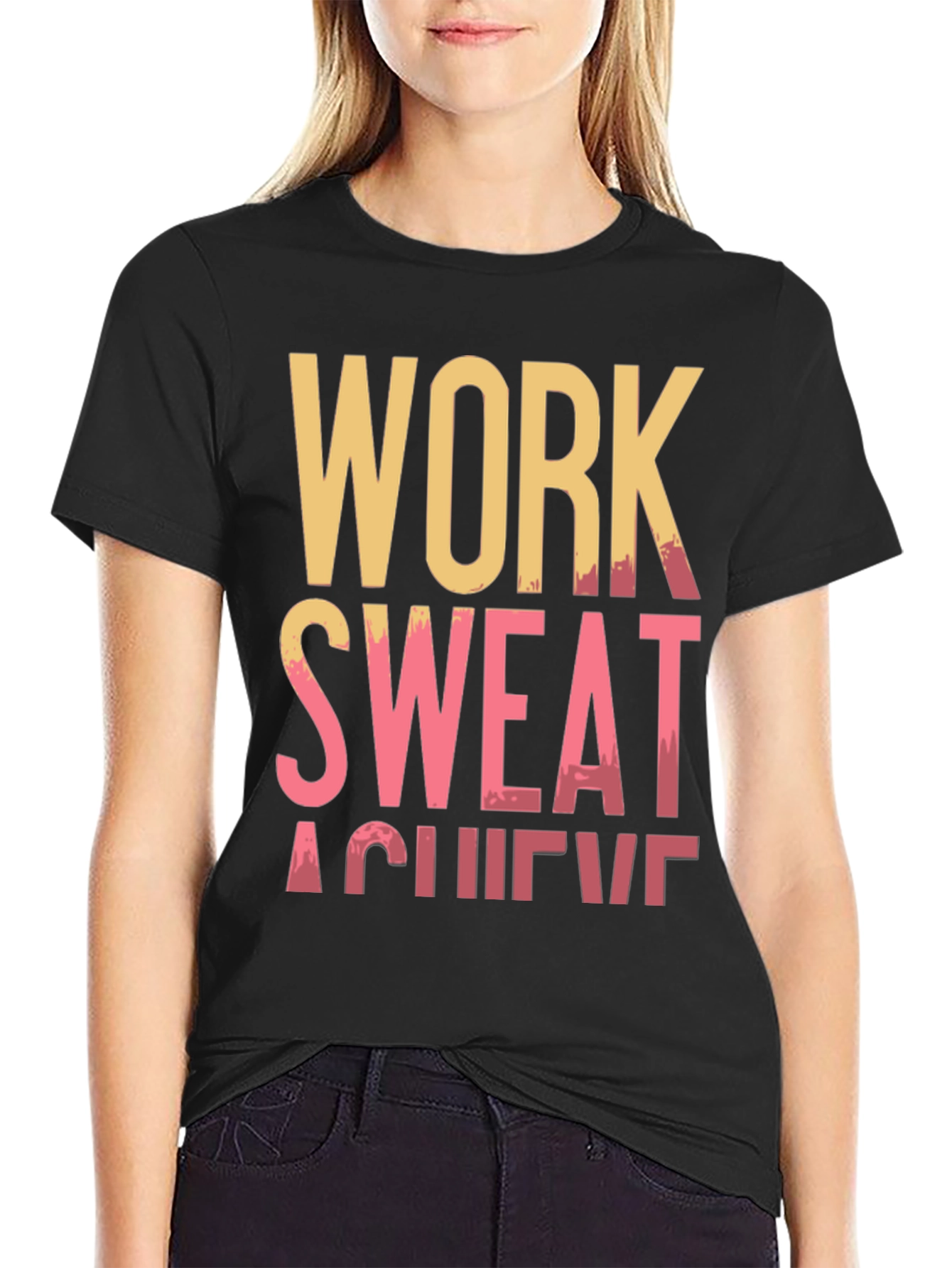 Work Sweat Achieve Black Graphic Tee - 2