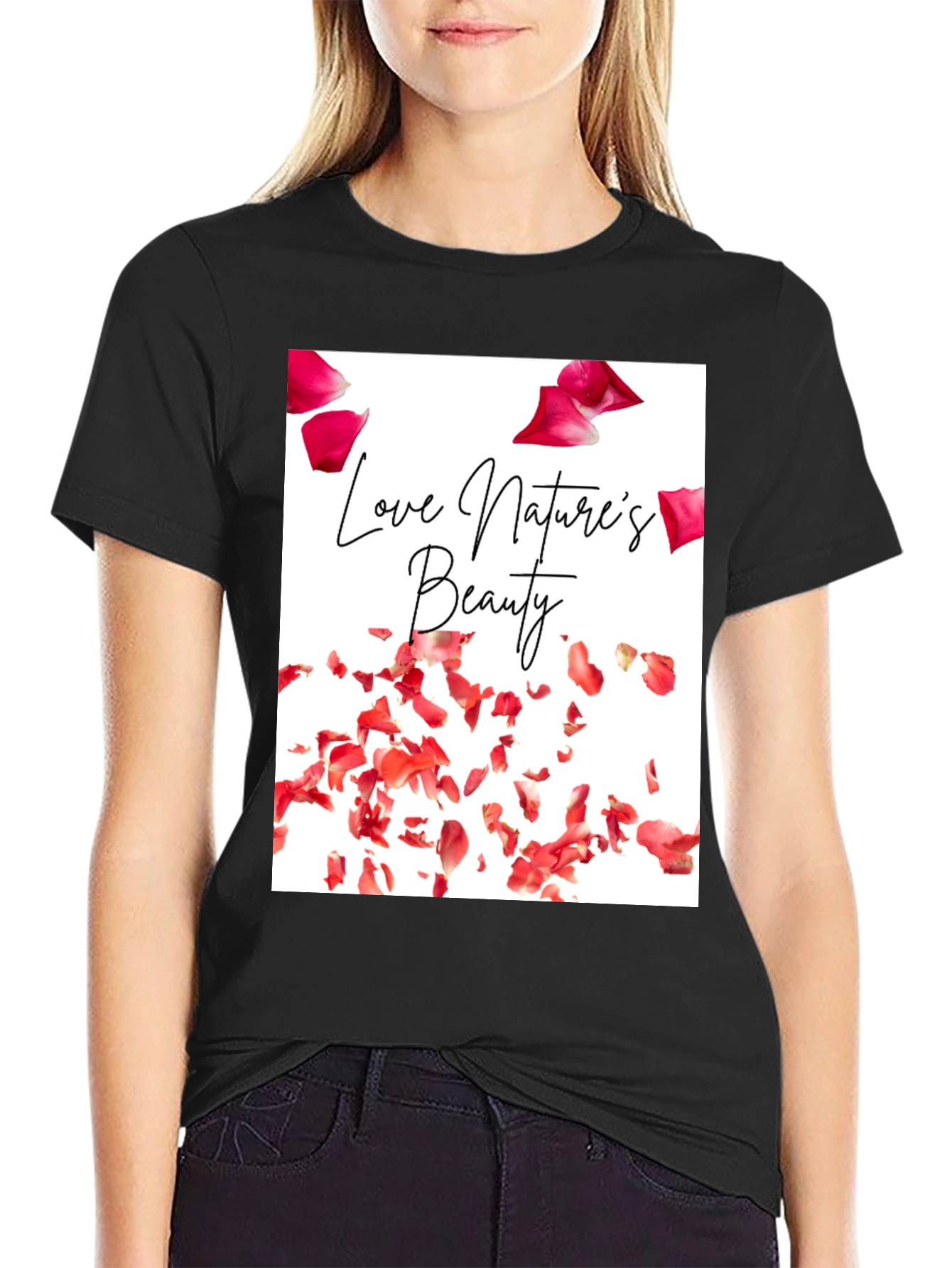 Black Nature's Beauty Graphic Tee - Soft Cotton Comfort view 2