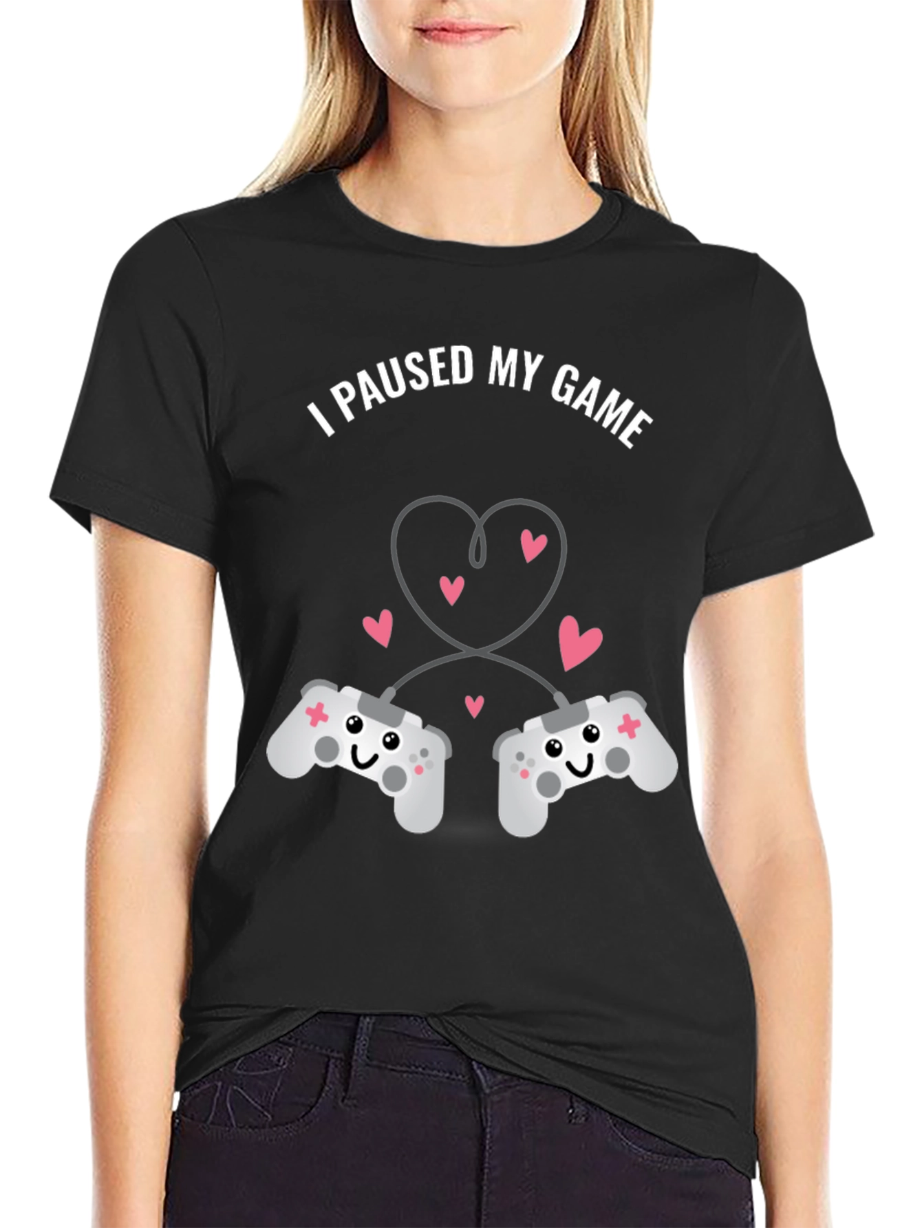 Black I Paused My Game T-Shirt - Gamer Love view 2