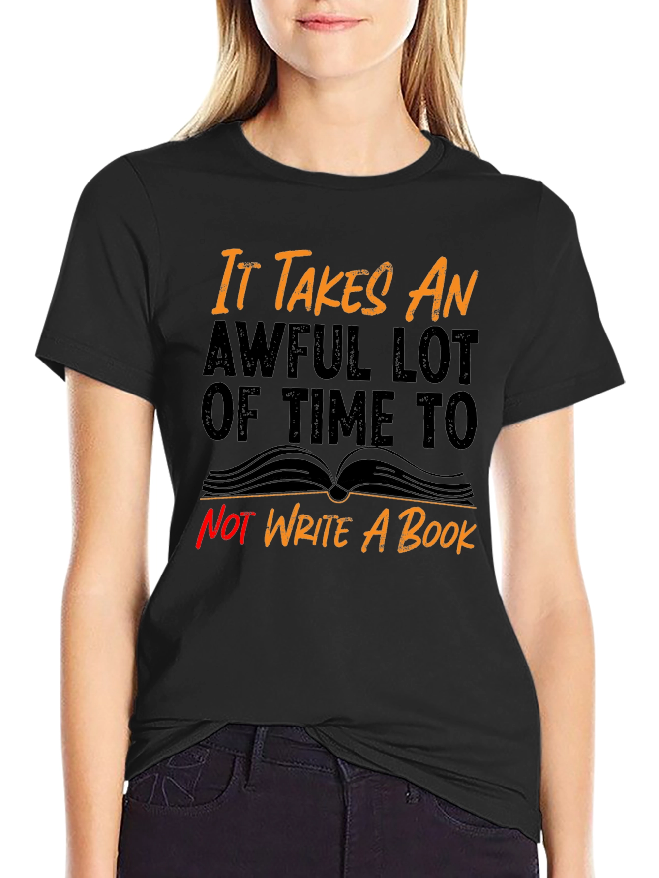Black Funny Writer's Block T-Shirt view 2