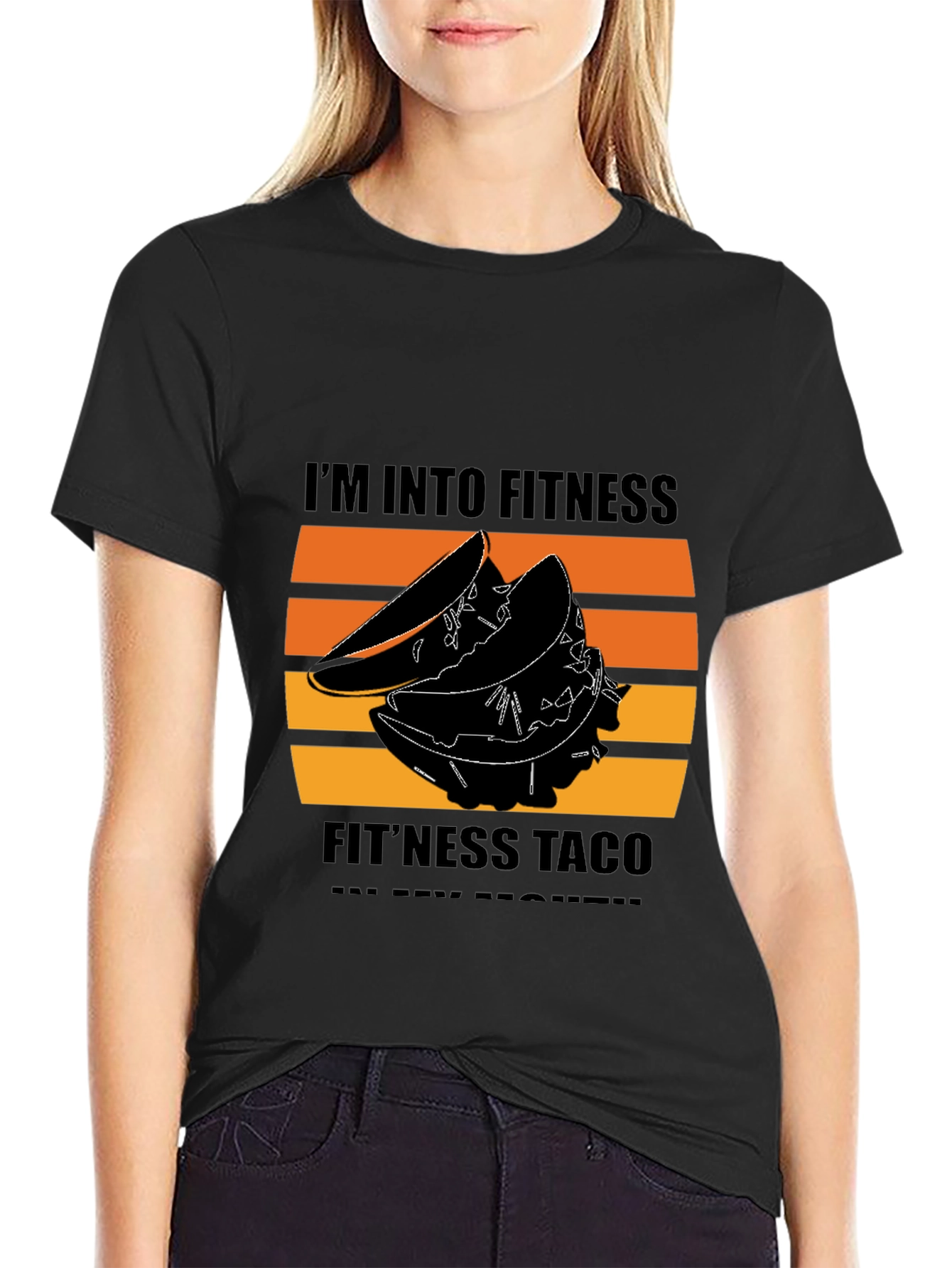 Black Fitness Taco Black Graphic Tee view 2