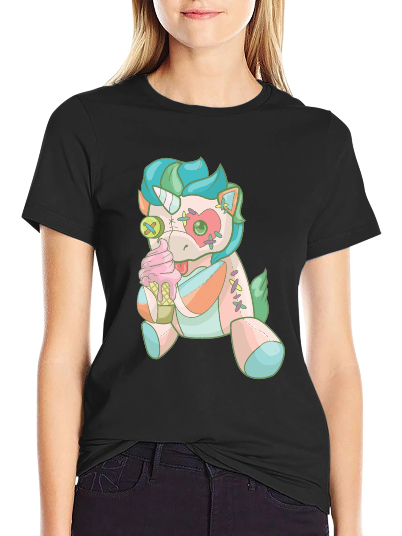 Black Unicorn Plush T-Shirt view 2