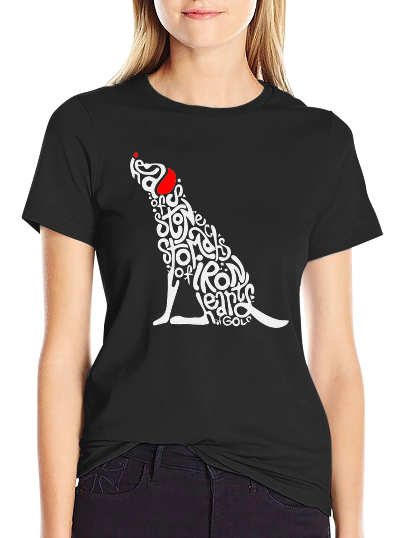 Black Stylish Graphic Tee - Dog Word Art Design view 2