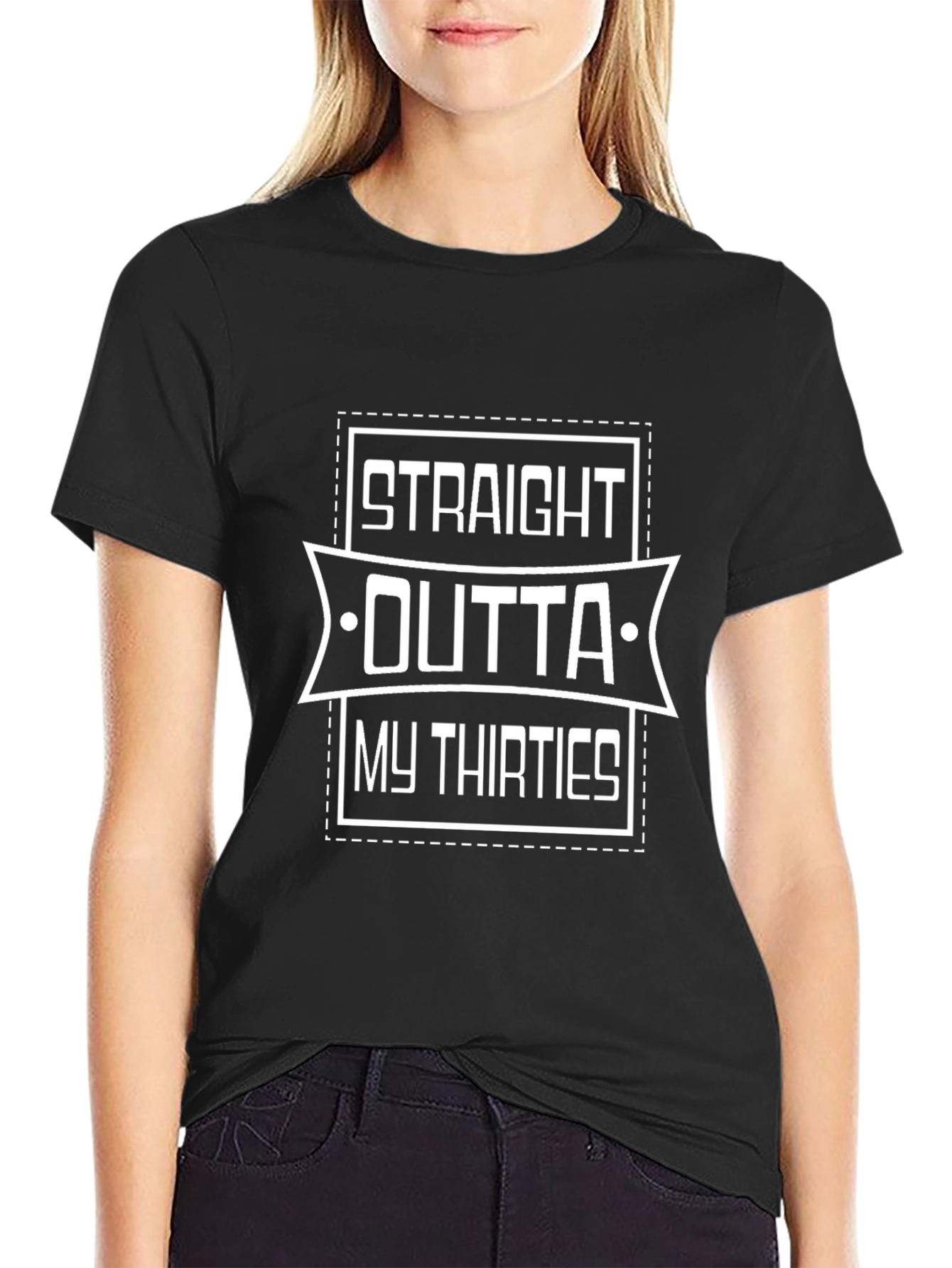 Black Straight Outta My Thirties T-Shirt Funny Birthday Gift view 2