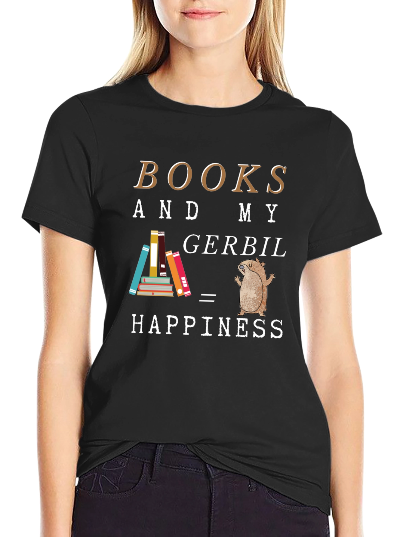 Black Books & Gerbil Happiness Tee view 2