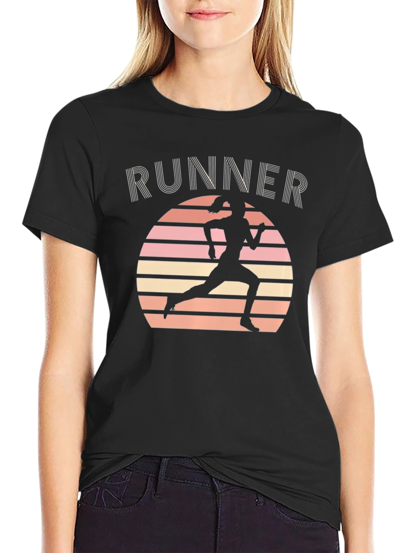 Black Runner Silhouette Graphic T-Shirt view 2