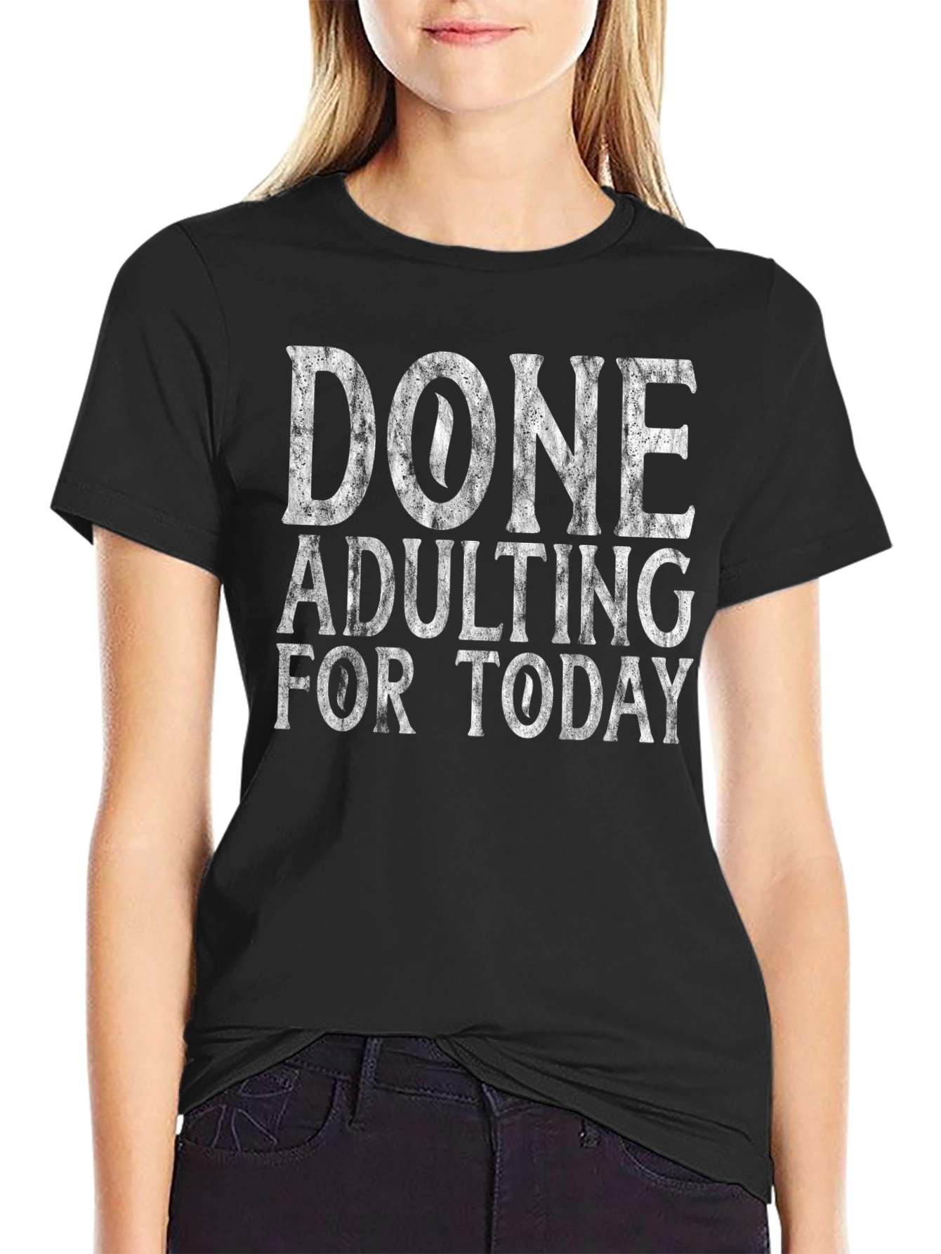 Black Done Adulting Today Tee - Funny Graphic T-Shirt view 2