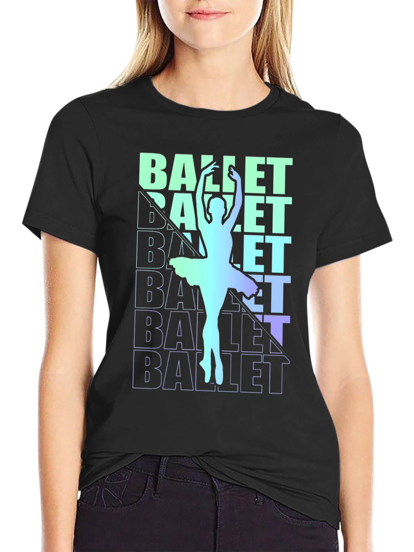 Black Ballet Dancer Graphic Tee - Stylish Men's Black T-Shirt view 2