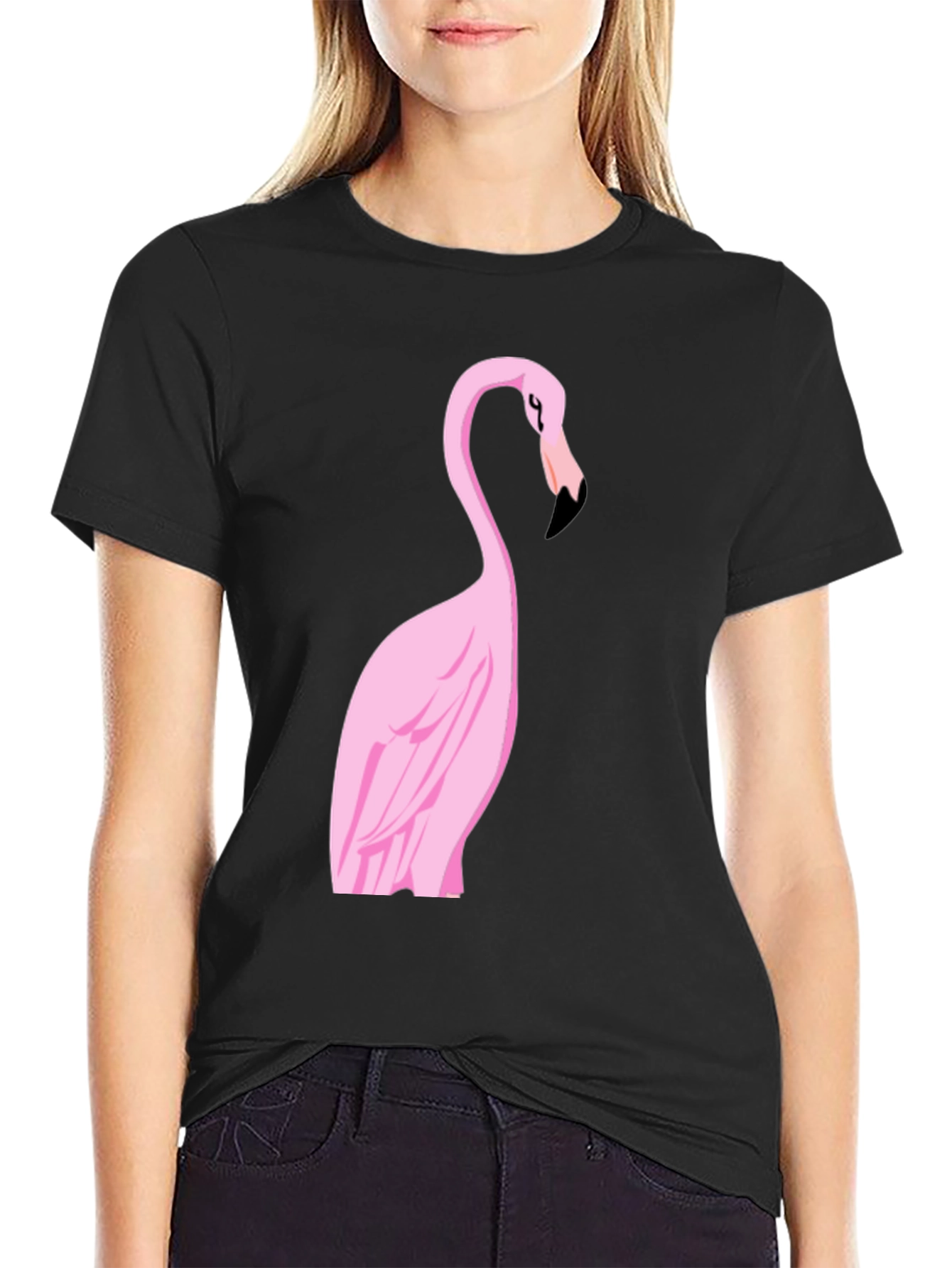 Black Flamingo Graphic Tee - Stylish Black Cotton Shirt view 2