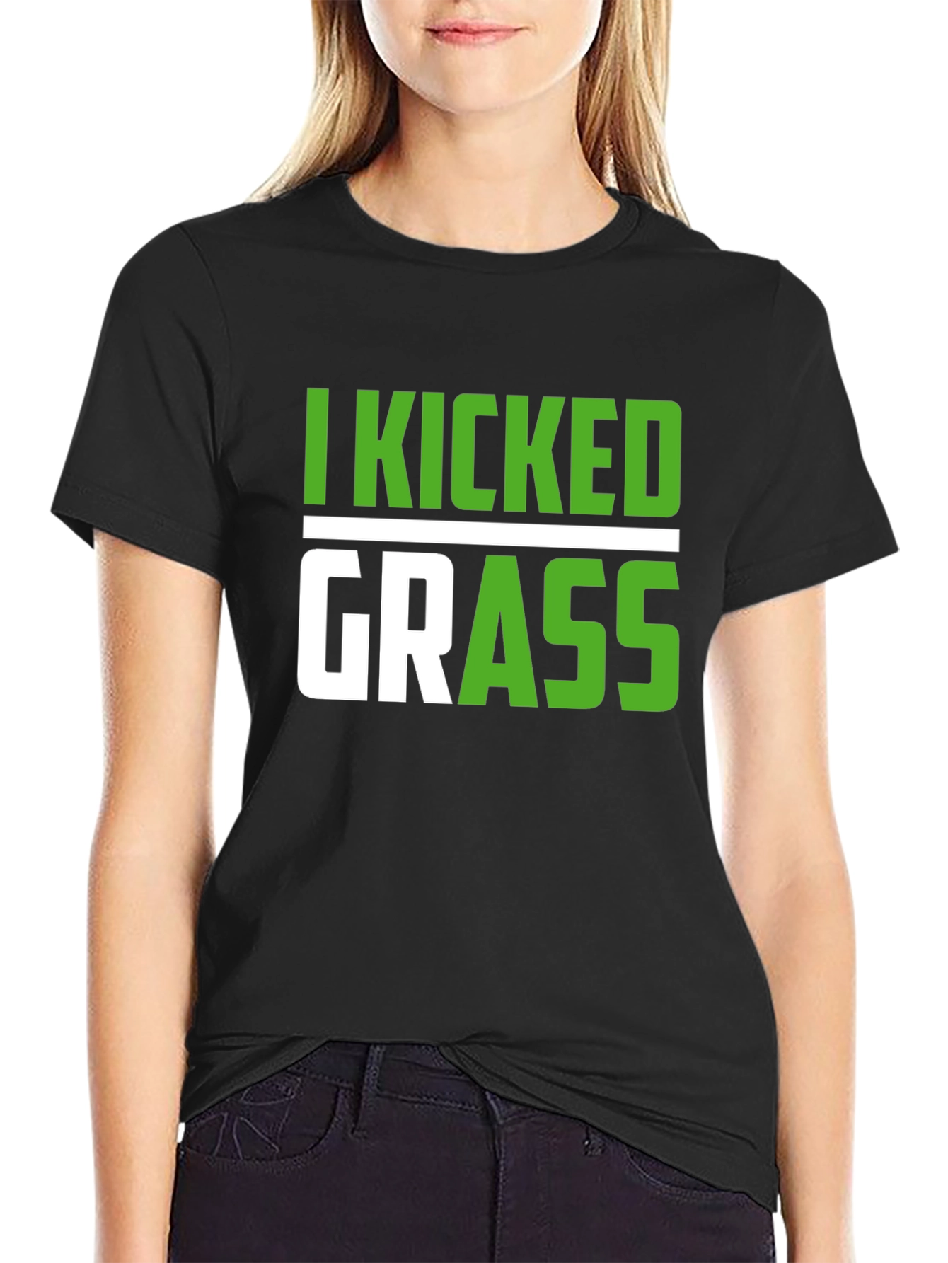 Black I Kicked Grass T-Shirt Funny Sarcastic Novelty Tee view 2