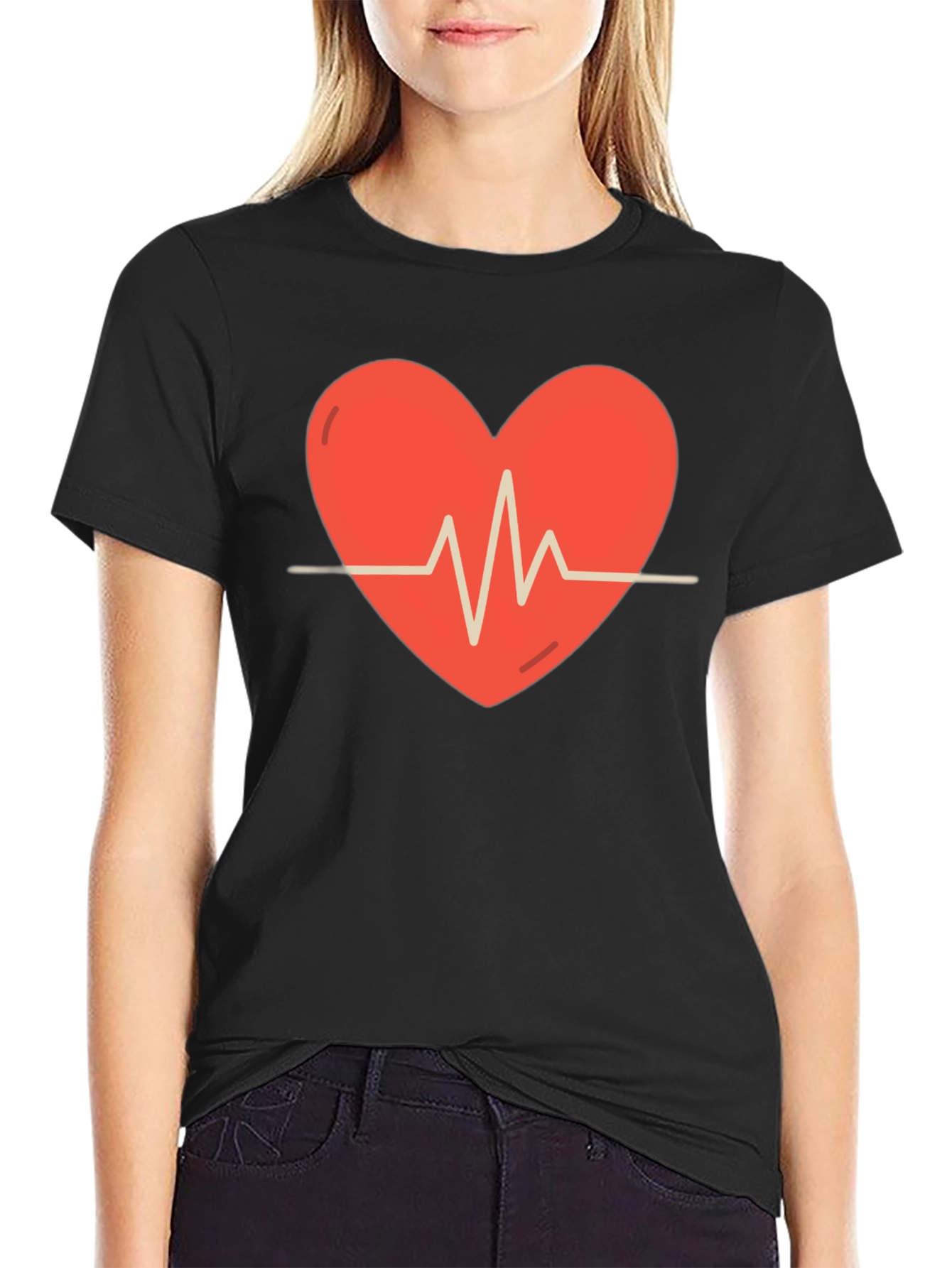 Black Heartbeat Graphic Tee - Stylish Comfort view 2