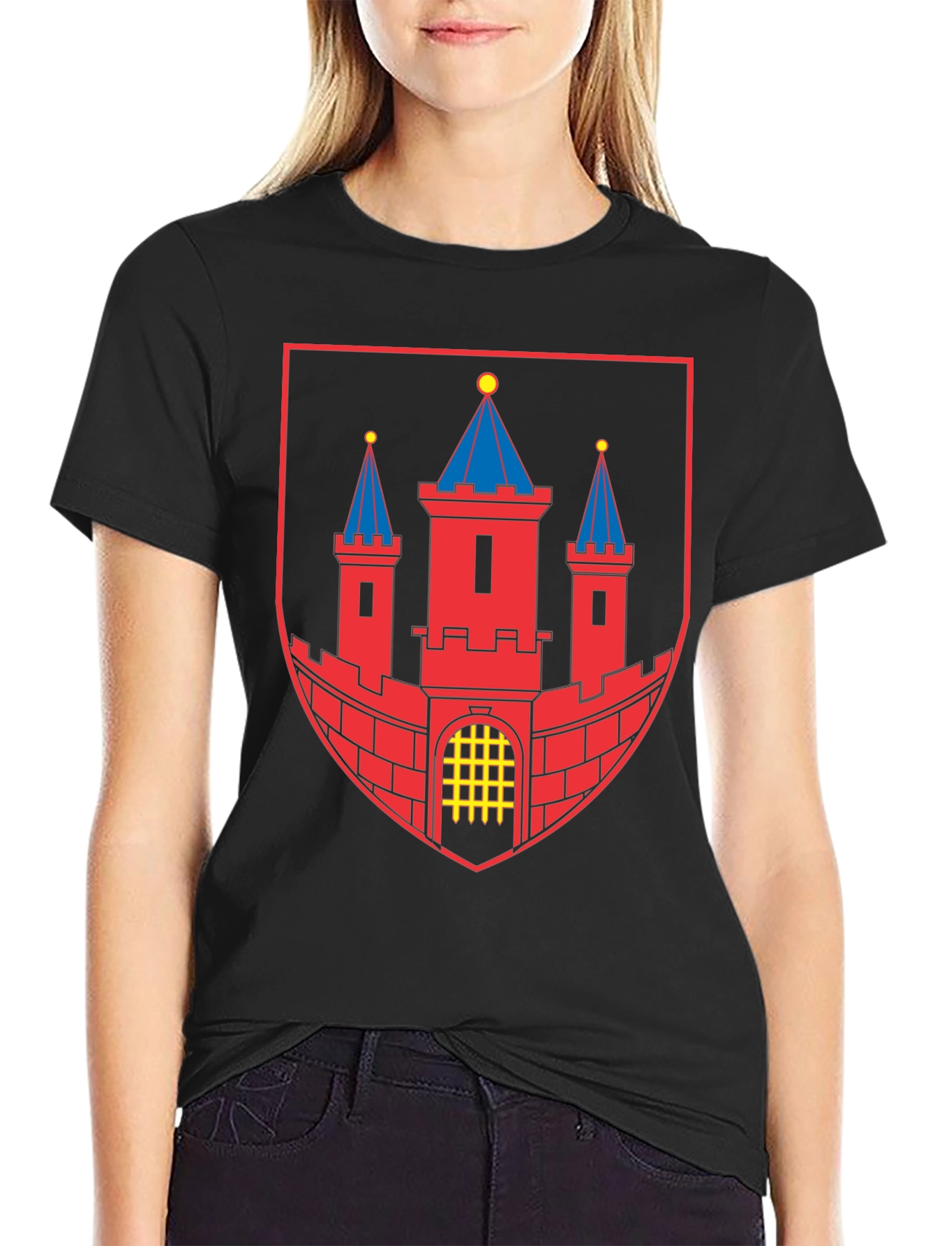 Black Black T-Shirt with City Coat of Arms Graphic view 2