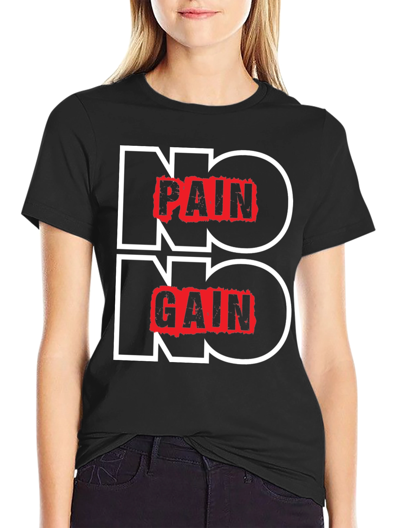 Black No Pain No Gain Graphic Tee view 2
