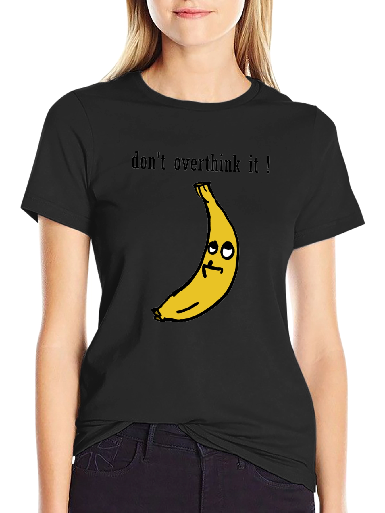 Black Funny Banana Graphic Tee - Don't Overthink It T-Shirt view 2
