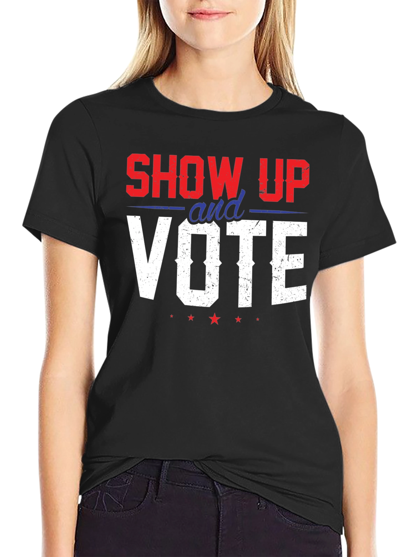 Black Show Up And Vote Graphic Tee - Patriotic T-Shirt view 2