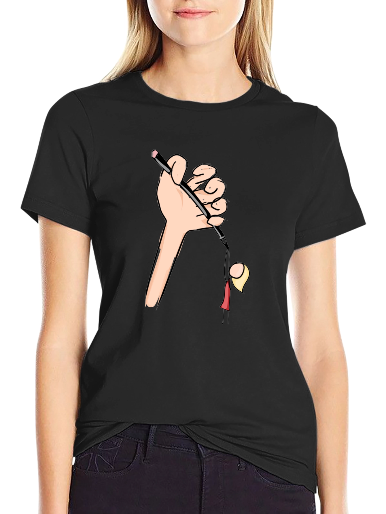 Drawn to You Graphic Tee - Hand Holding Cartoon - 2
