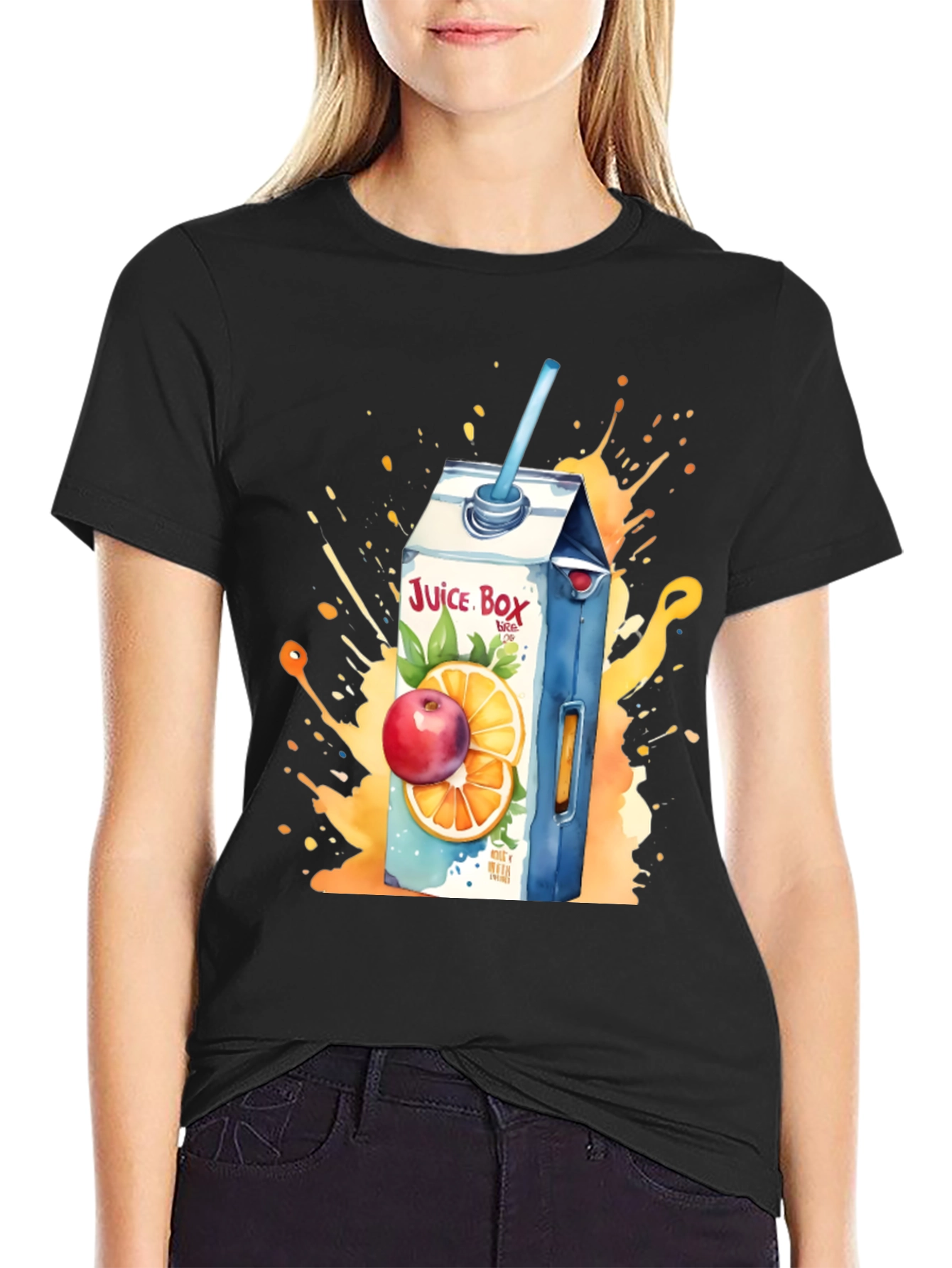 Black Juice Box T-Shirt: Fruit Splash Design view 2