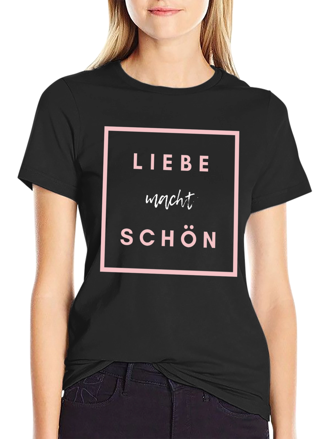 Black Liebe Macht Schon T-Shirt - German Love Makes Beautiful Tee view 2