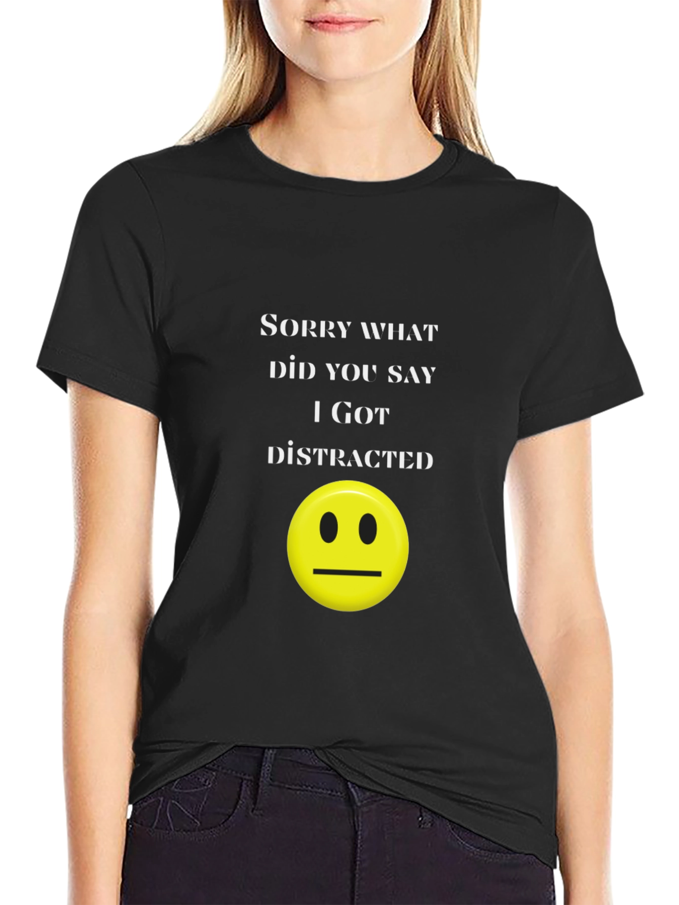 Black Funny Distracted Graphic Tee view 2