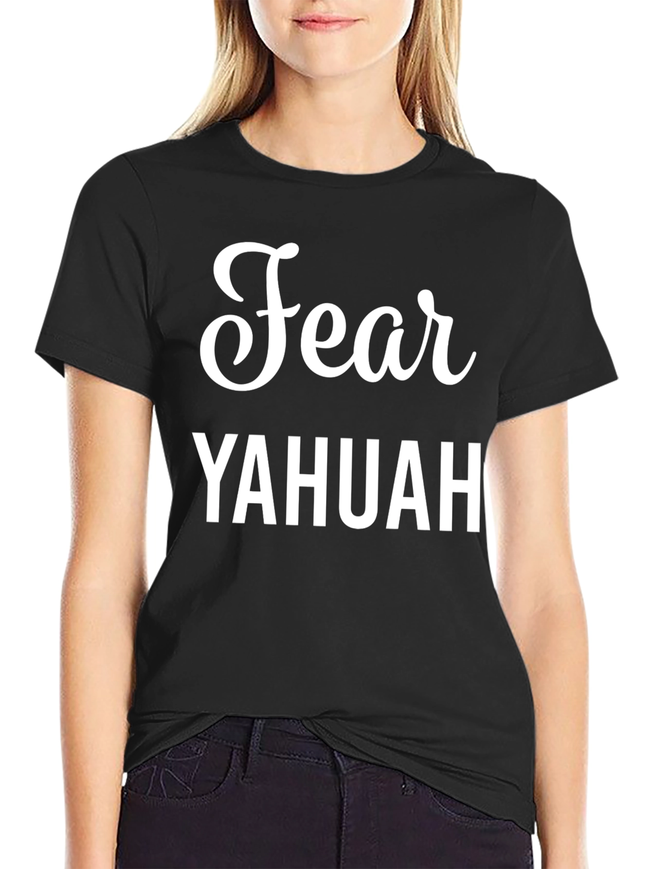 Black Fear YAHUAH Black T-Shirt - Christian Apparel view 2