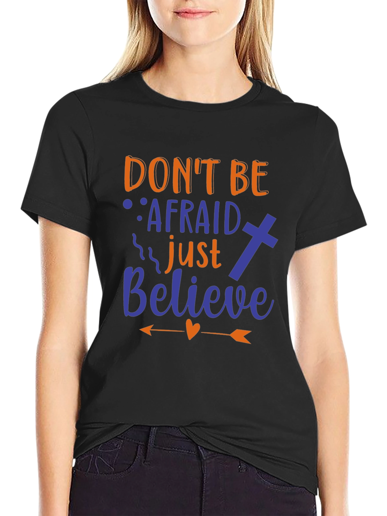 Black Don't Be Afraid Graphic Print T-Shirt view 2