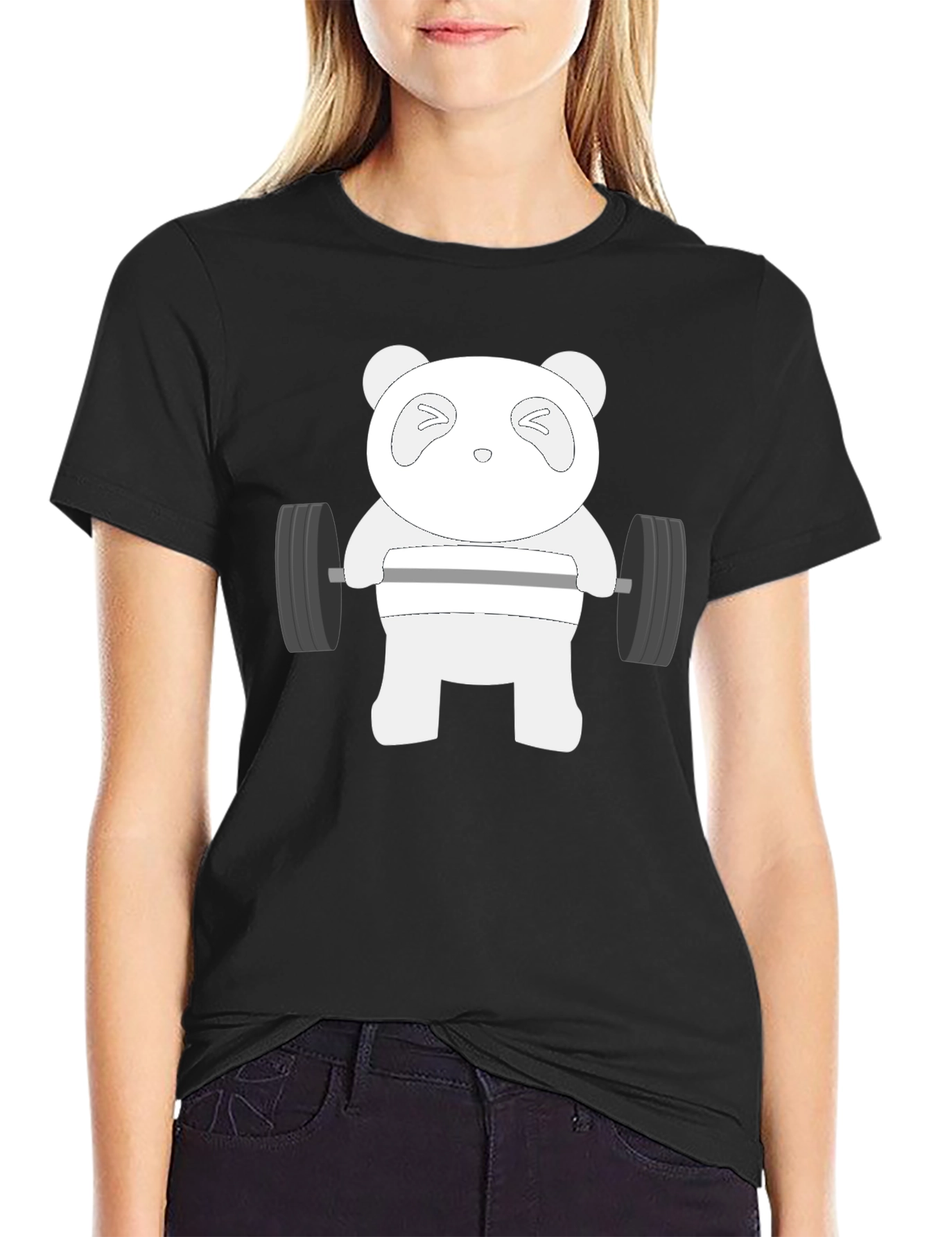 Black Weightlifting Panda T-Shirt - Black view 2