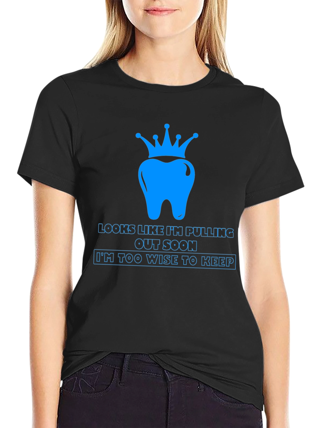 Black Wisdom Tooth Crown T-Shirt - Funny Dental Tee view 2