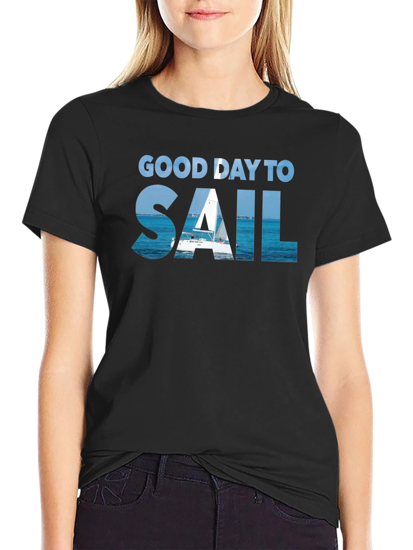 Black Good Day to Sail Graphic Tee - Soft Cotton view 2