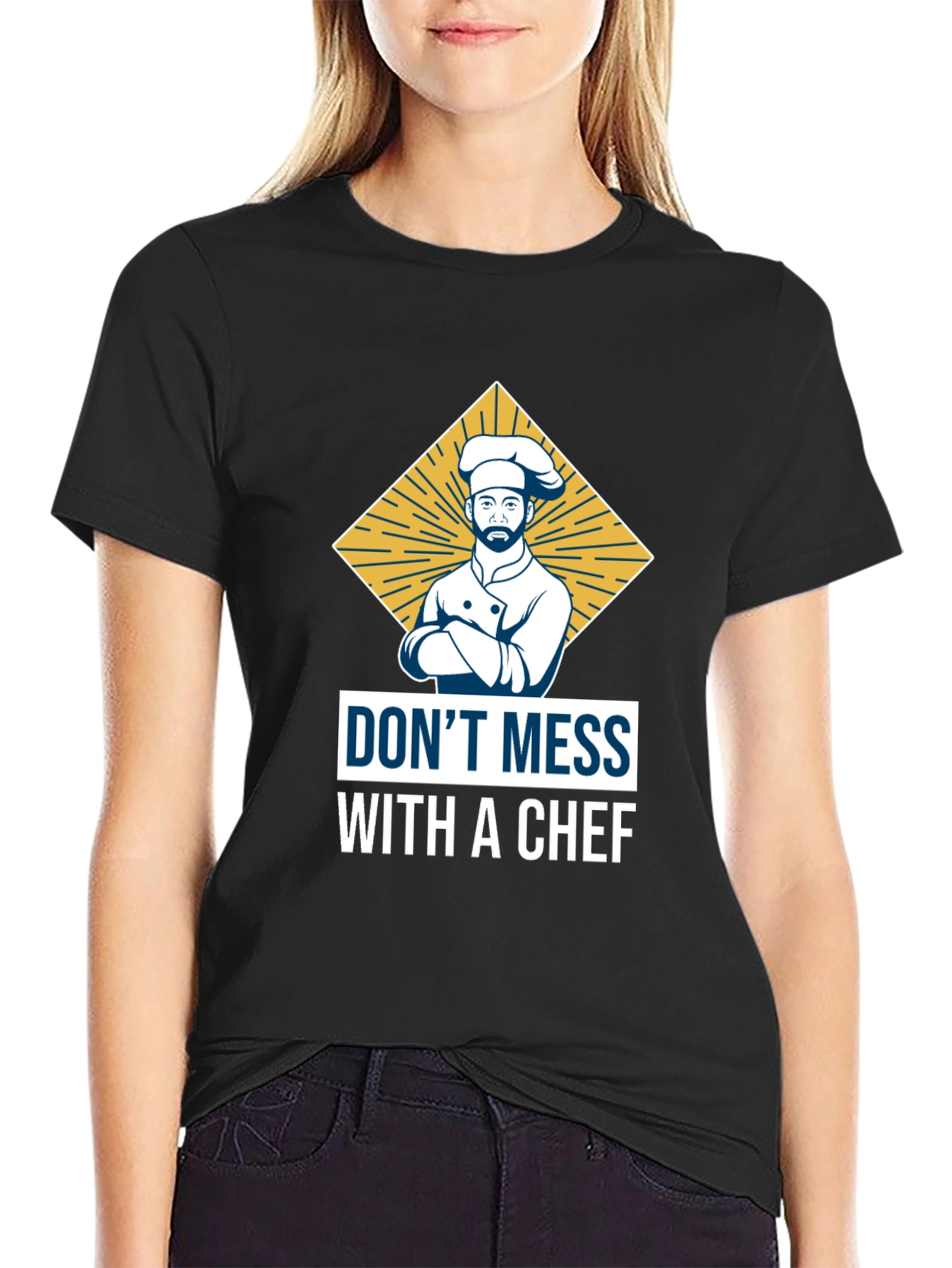 Black Don't Mess with a Chef T-Shirt view 2