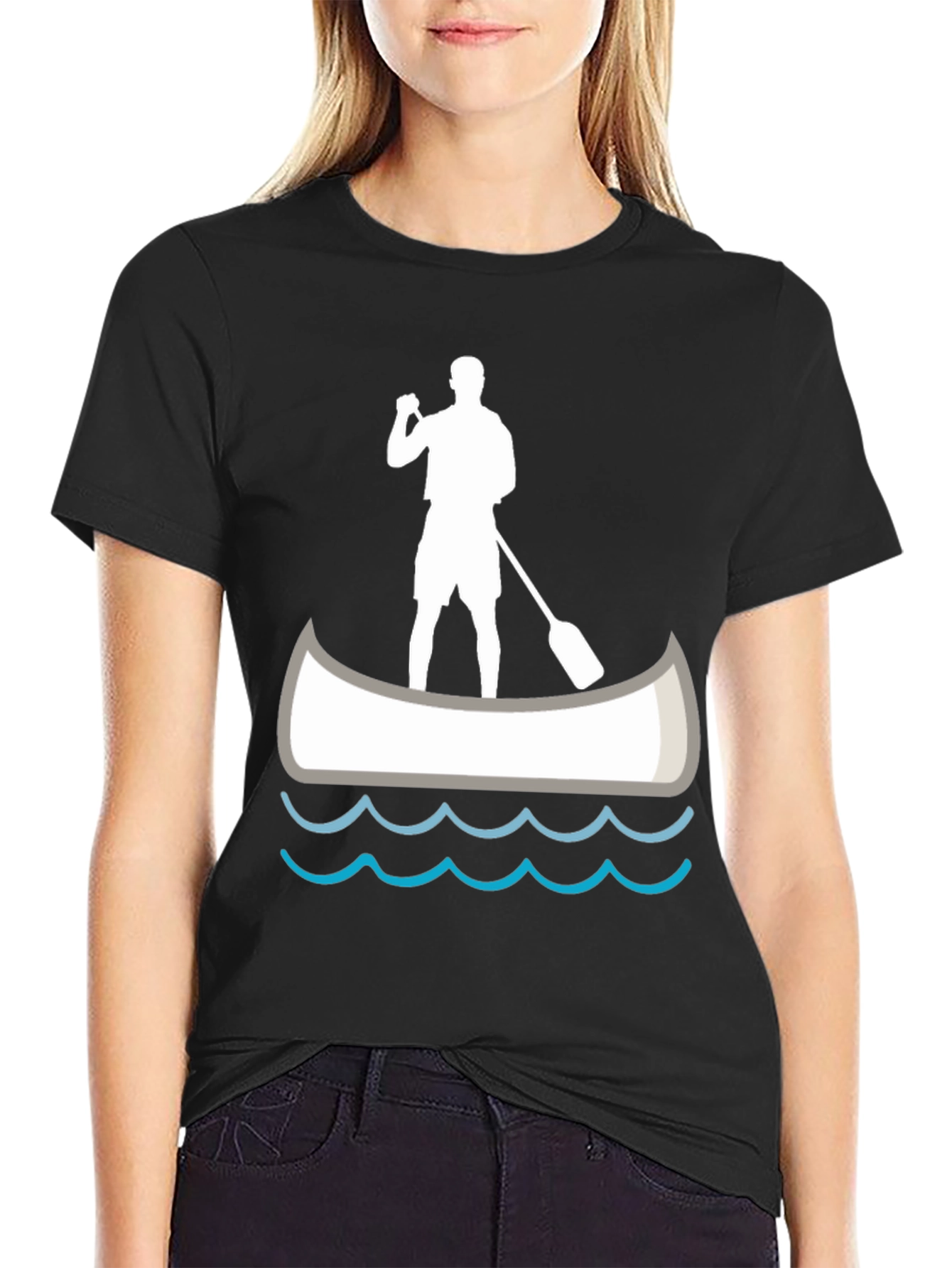 Black Paddle Boarder T-Shirt - Black Graphic Tee view 2