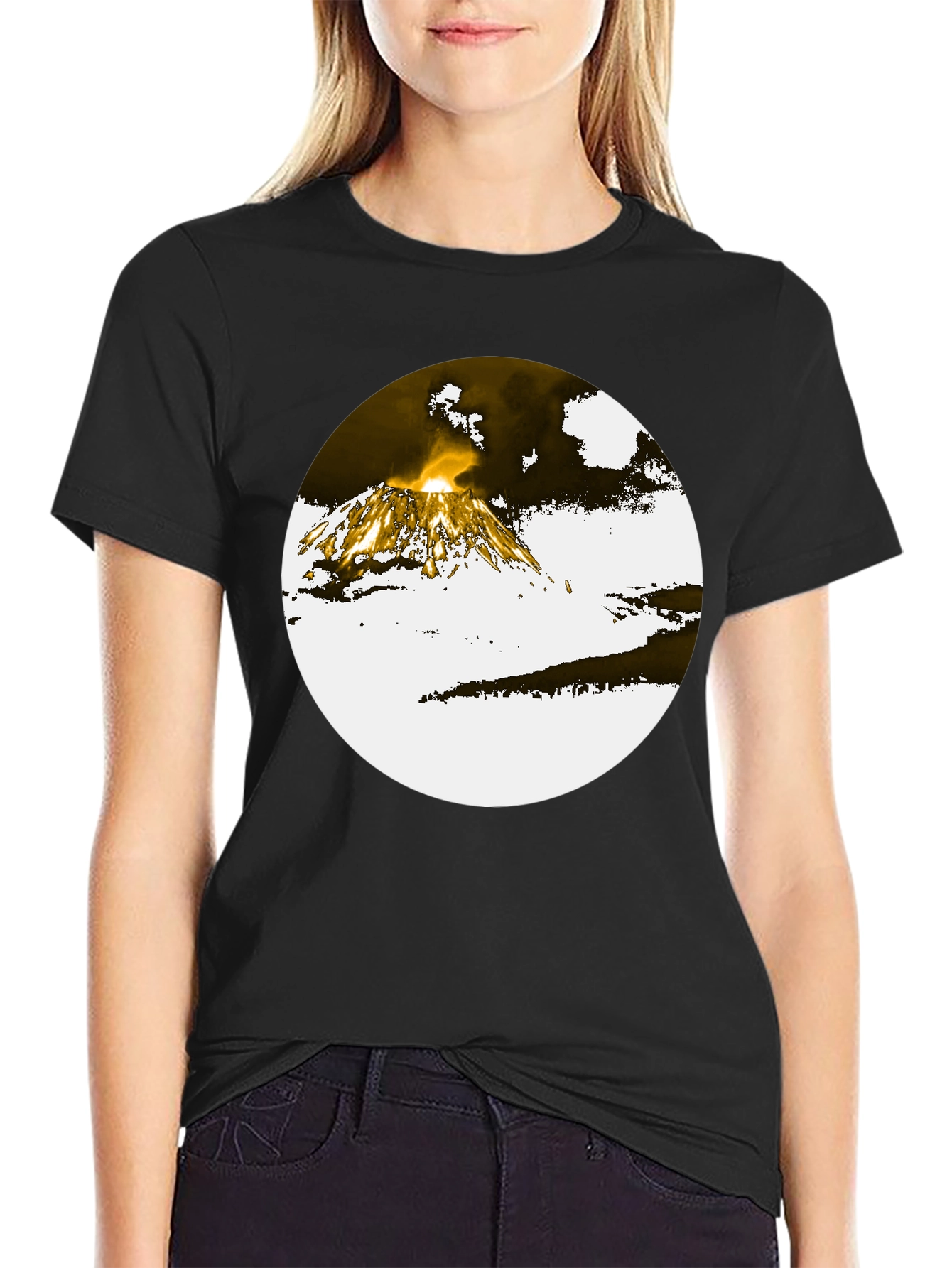 Black Volcano Graphic Tee - Black Cotton Blend view 2