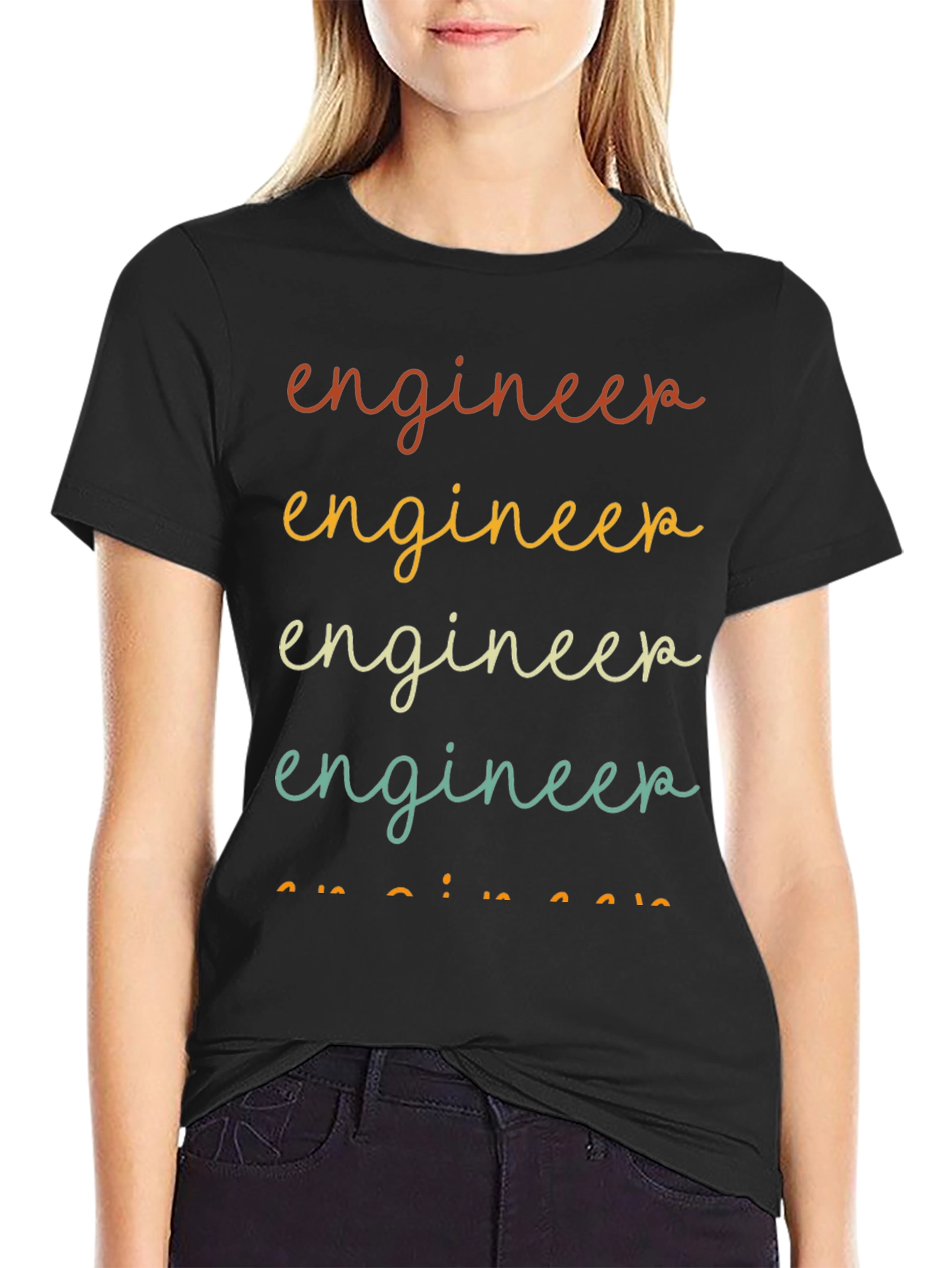 Black Engineer Retro Style Graphic Tee view 2