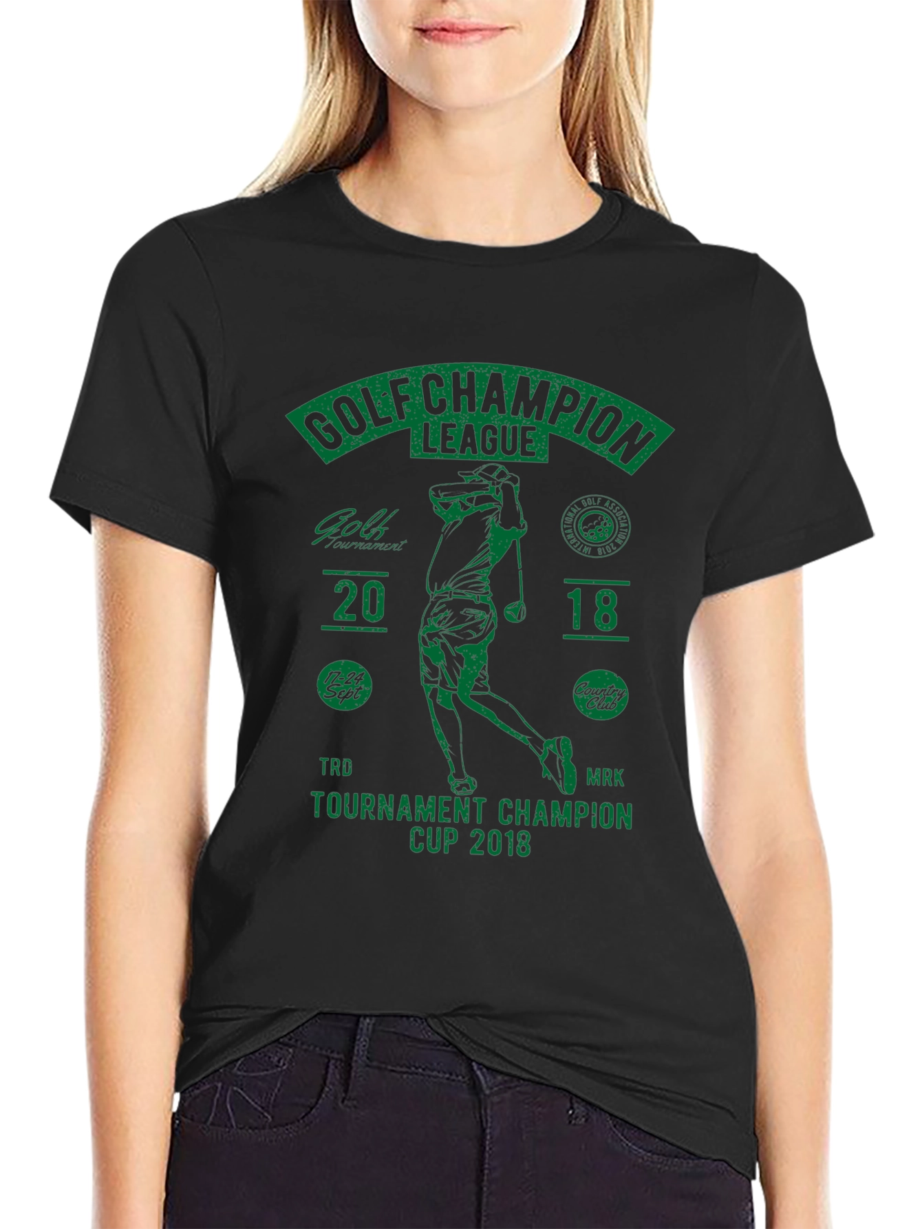 Black Golf Champion League T-Shirt view 2