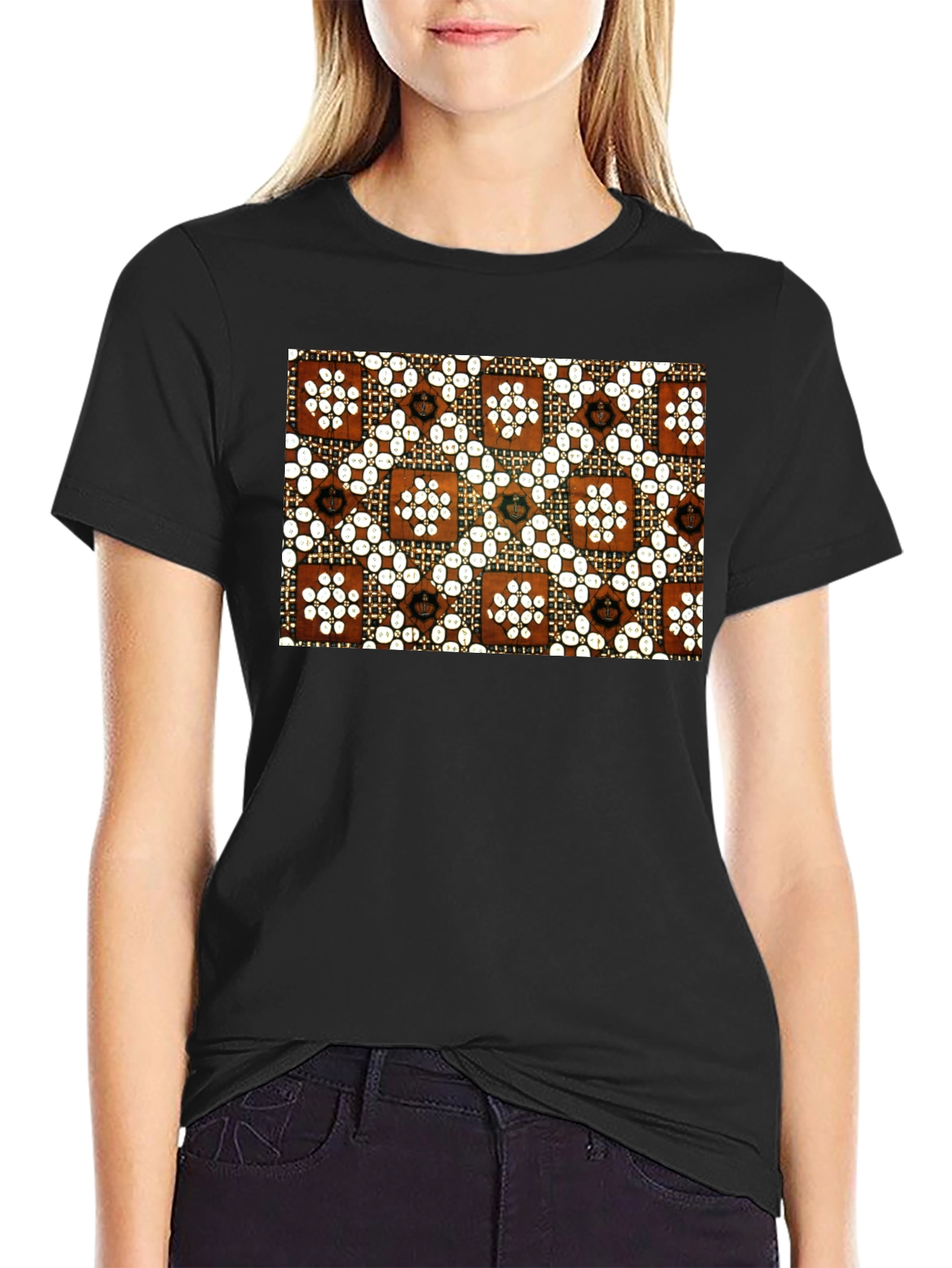 Black Patterned T-Shirt - Stylish & Unique Design view 2