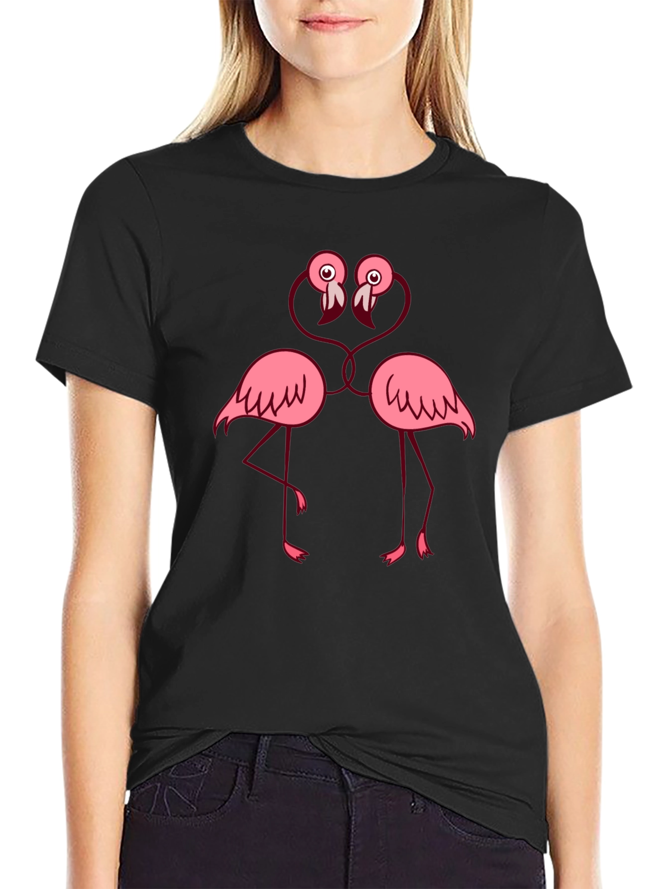 Black Fun Flamingo Lovers T-Shirt - Black view 2